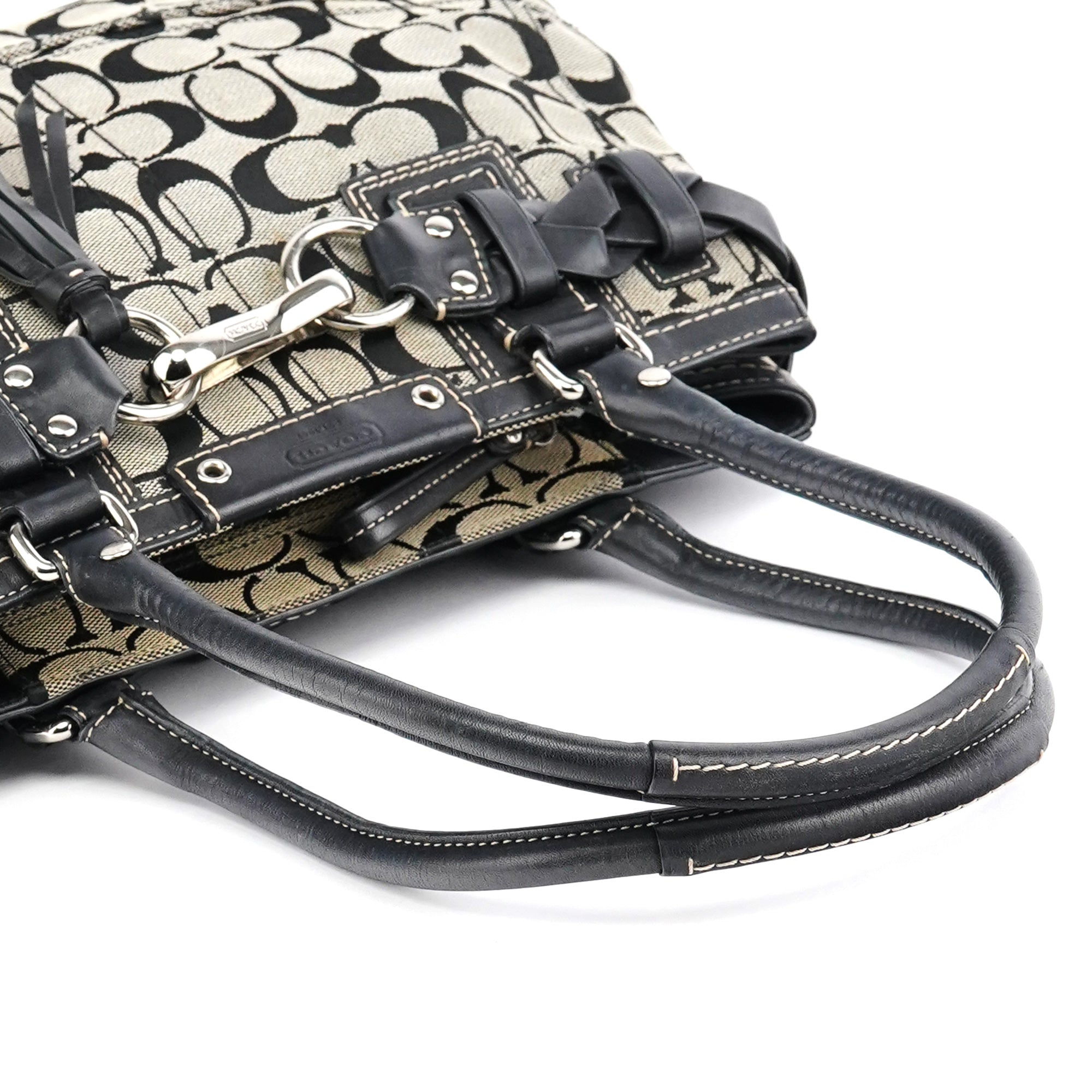 F13065 Grey Black Signature Hamptons Tote Bag