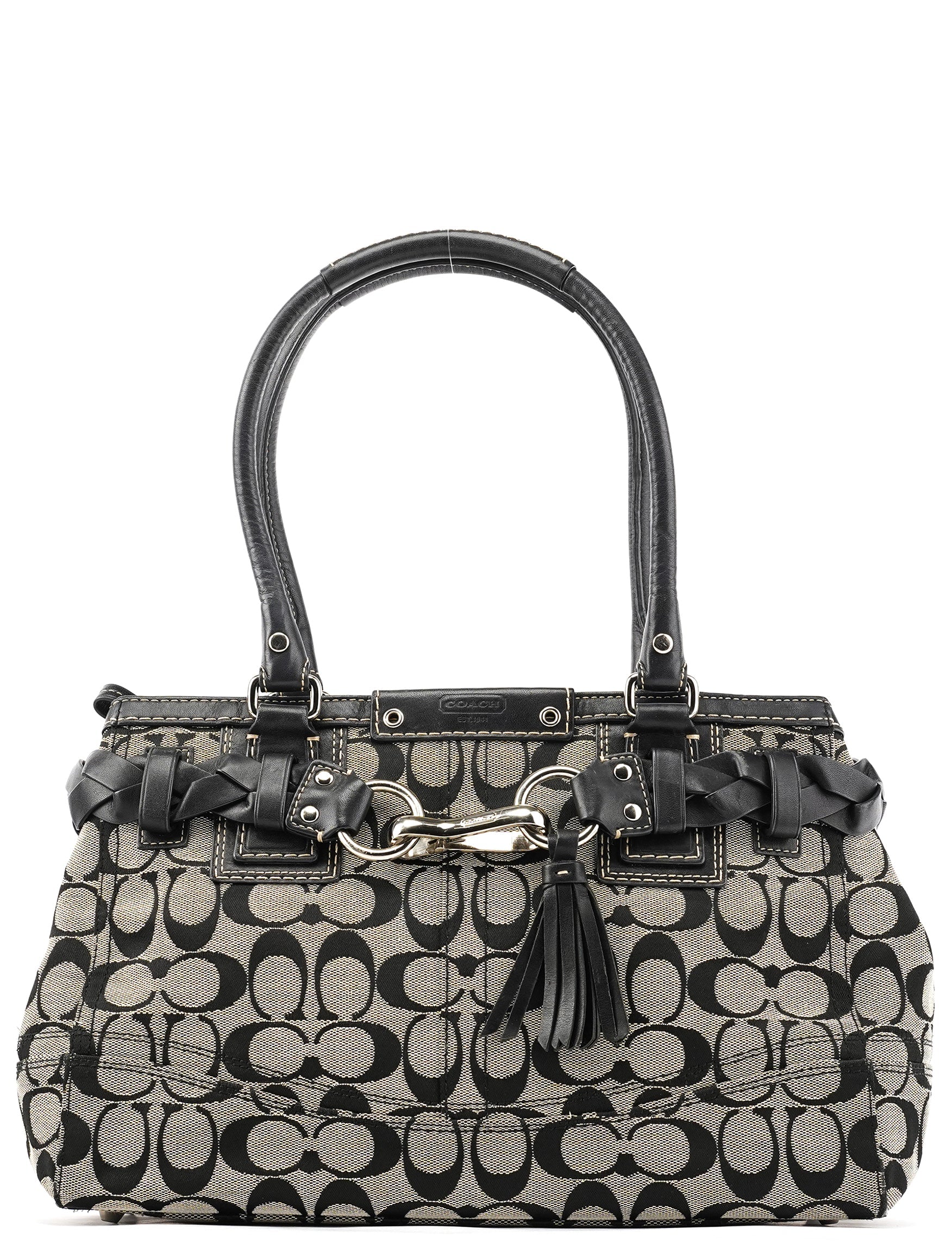 F13065 Grey Black Signature Hamptons Tote Bag