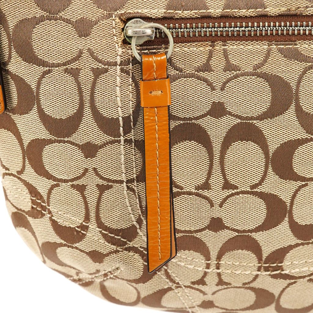 F13115 Beige Signature Hobo Shoulder Bag