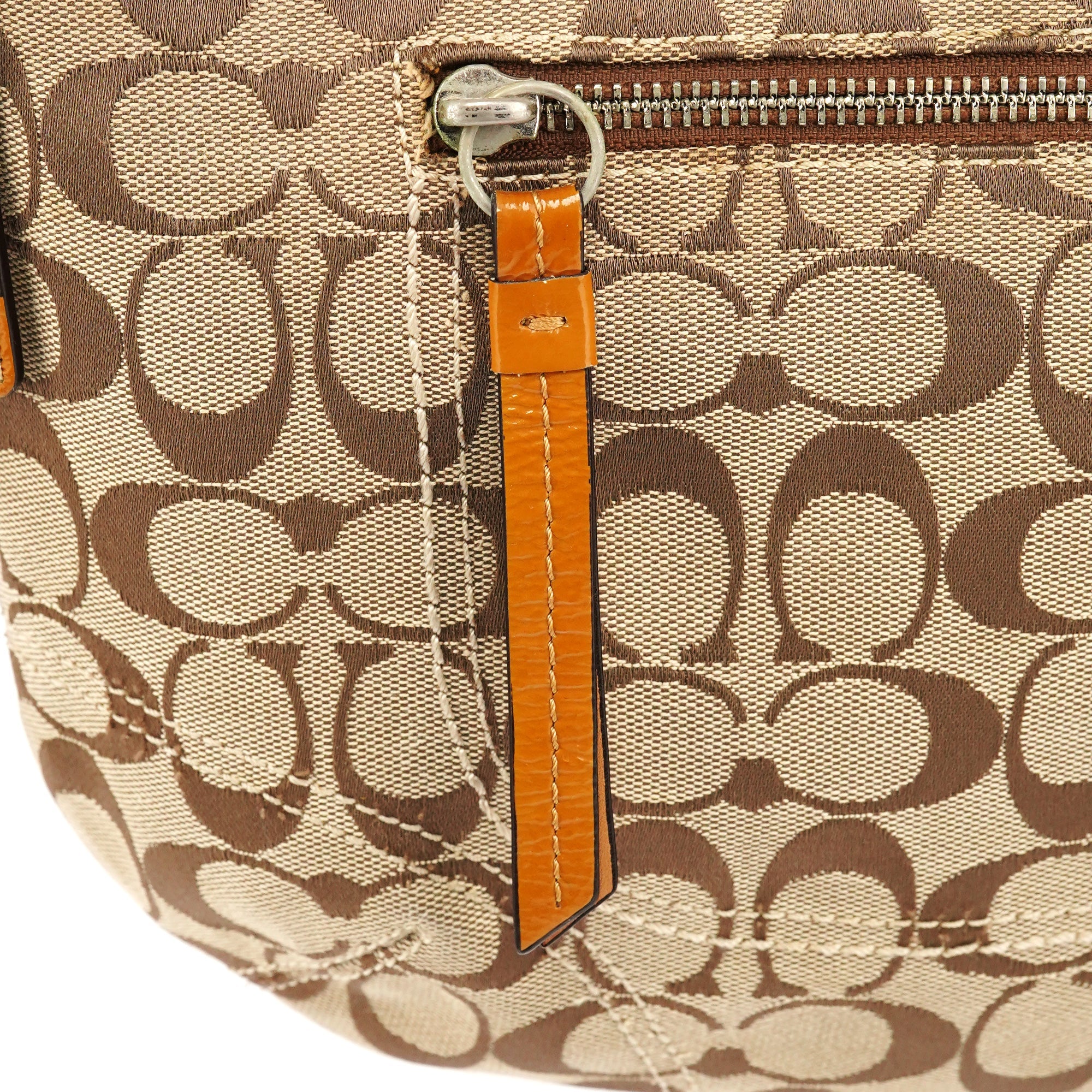 F13115 Beige Signature Hobo Shoulder Bag