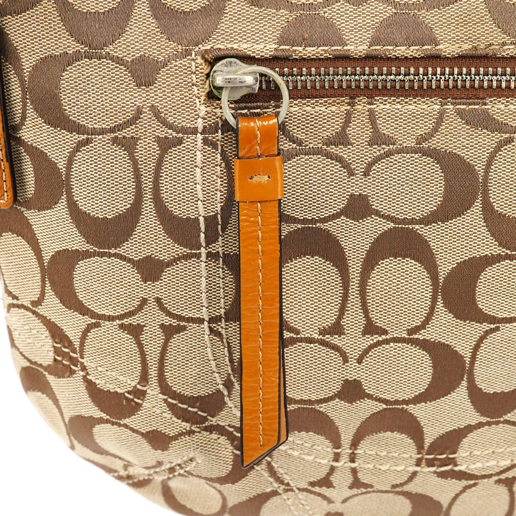 F13115 Beige Signature Hobo Shoulder Bag