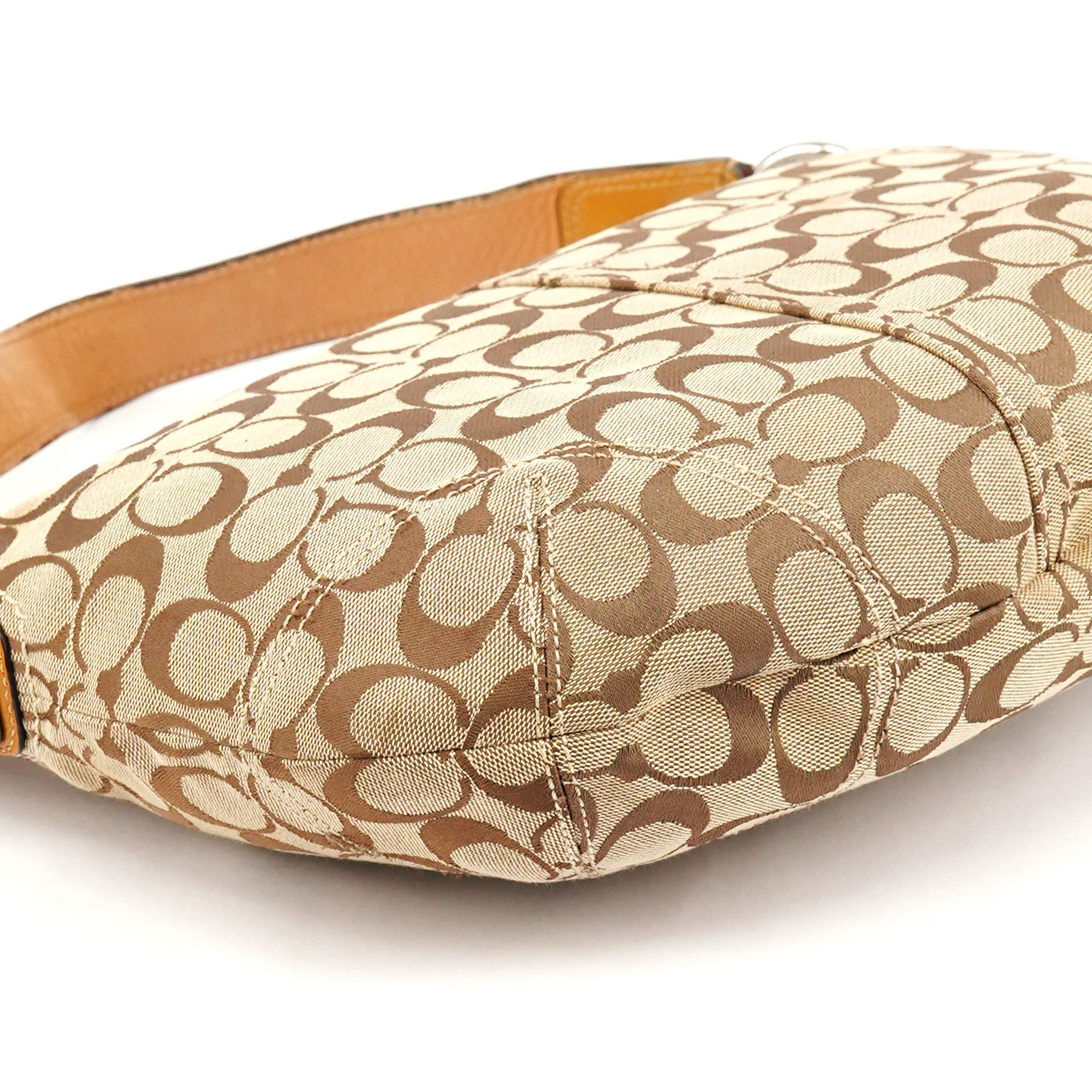 F13115 Beige Signature Hobo Shoulder Bag