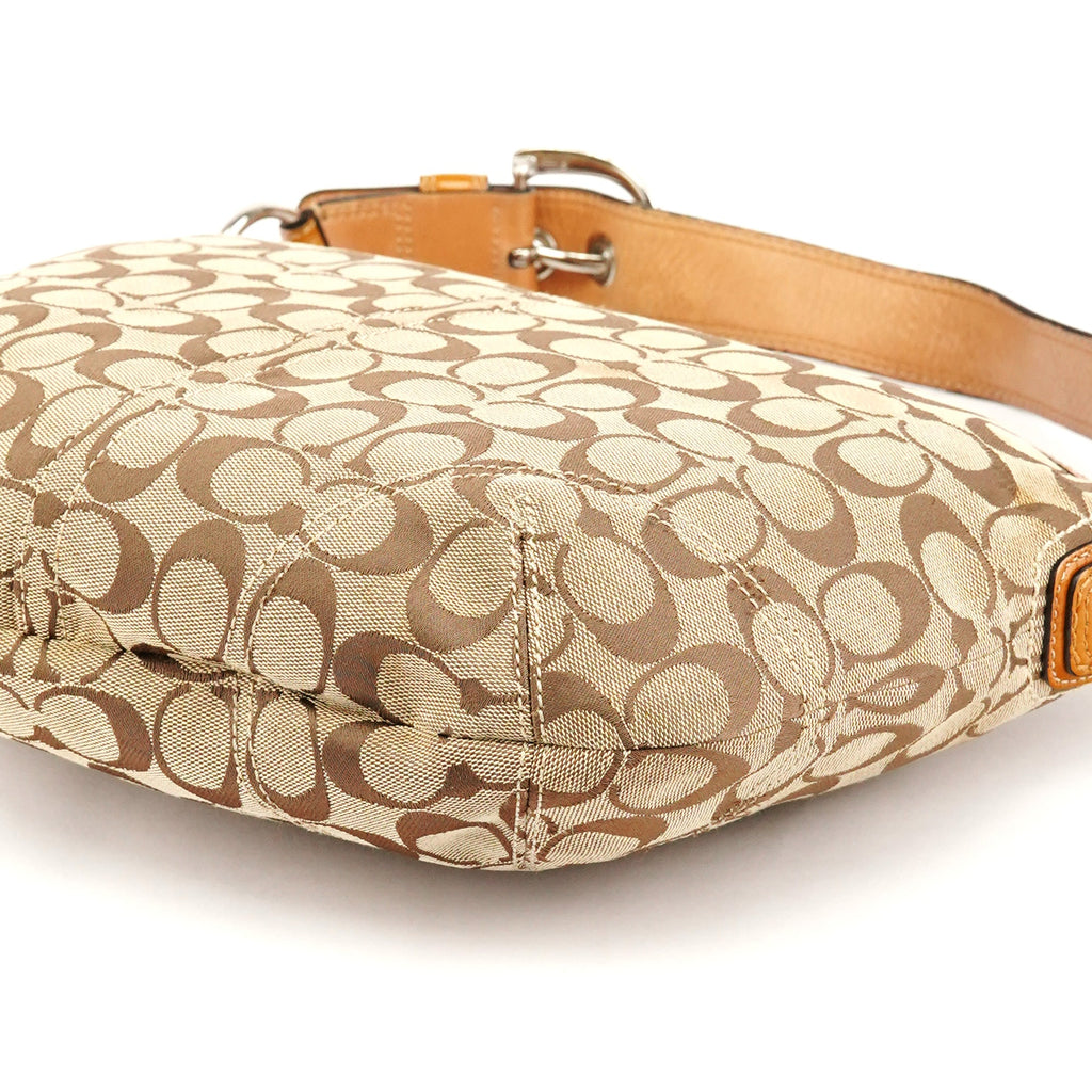 F13115 Beige Signature Hobo Shoulder Bag