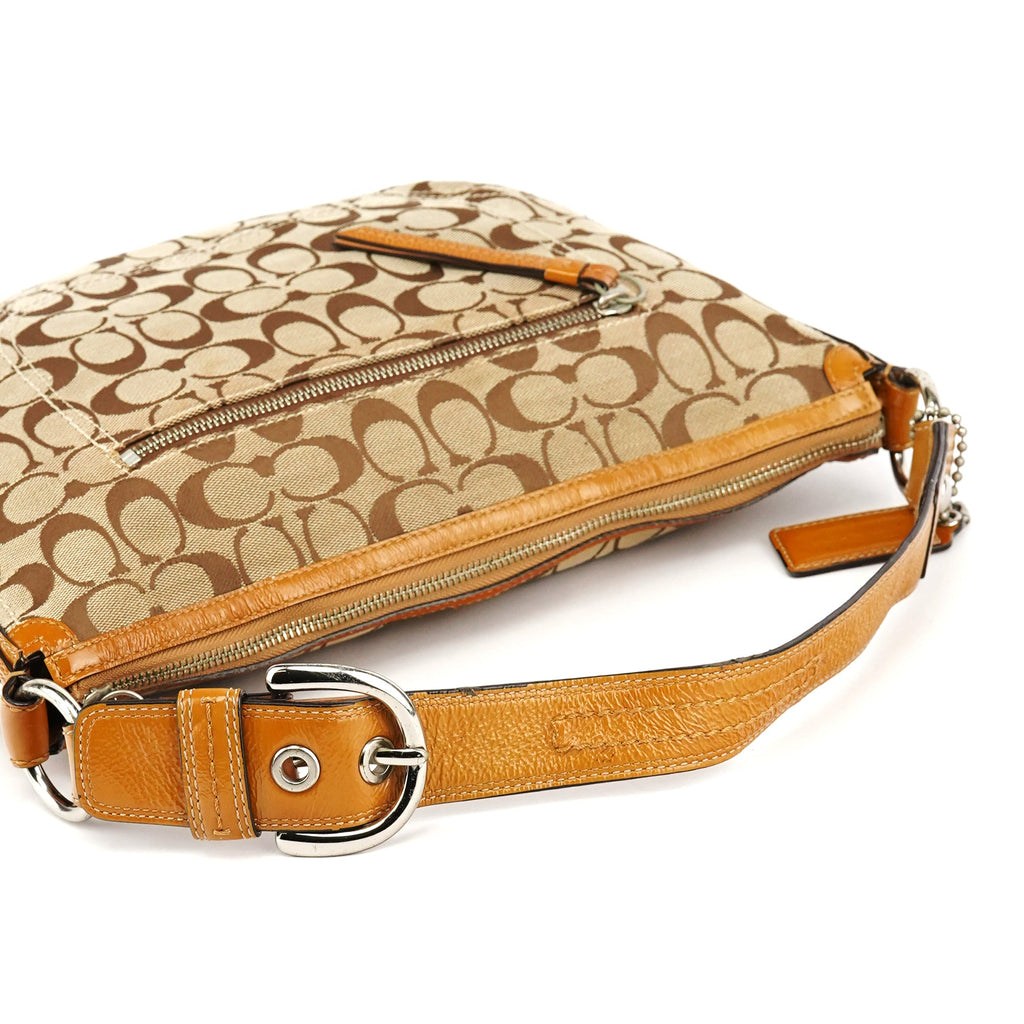 F13115 Beige Signature Hobo Shoulder Bag