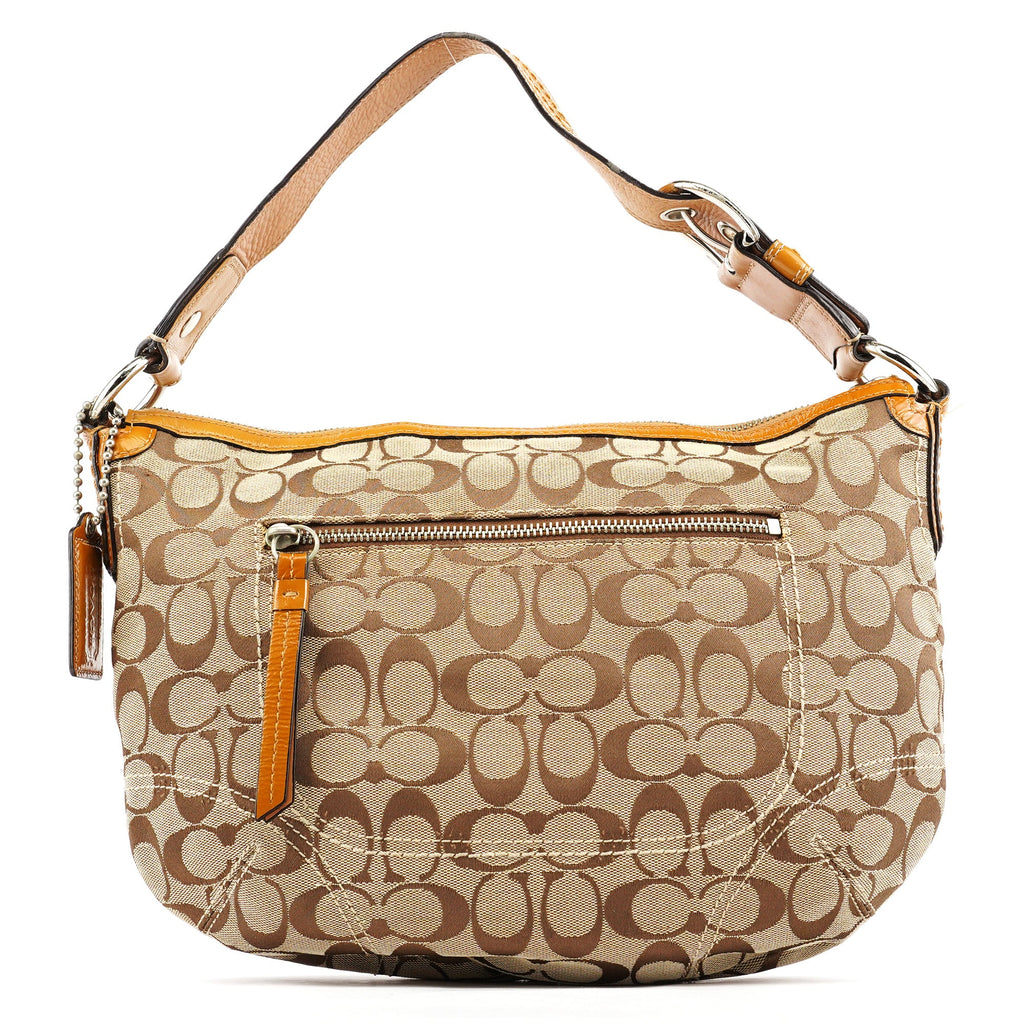 F13115 Beige Signature Hobo Shoulder Bag