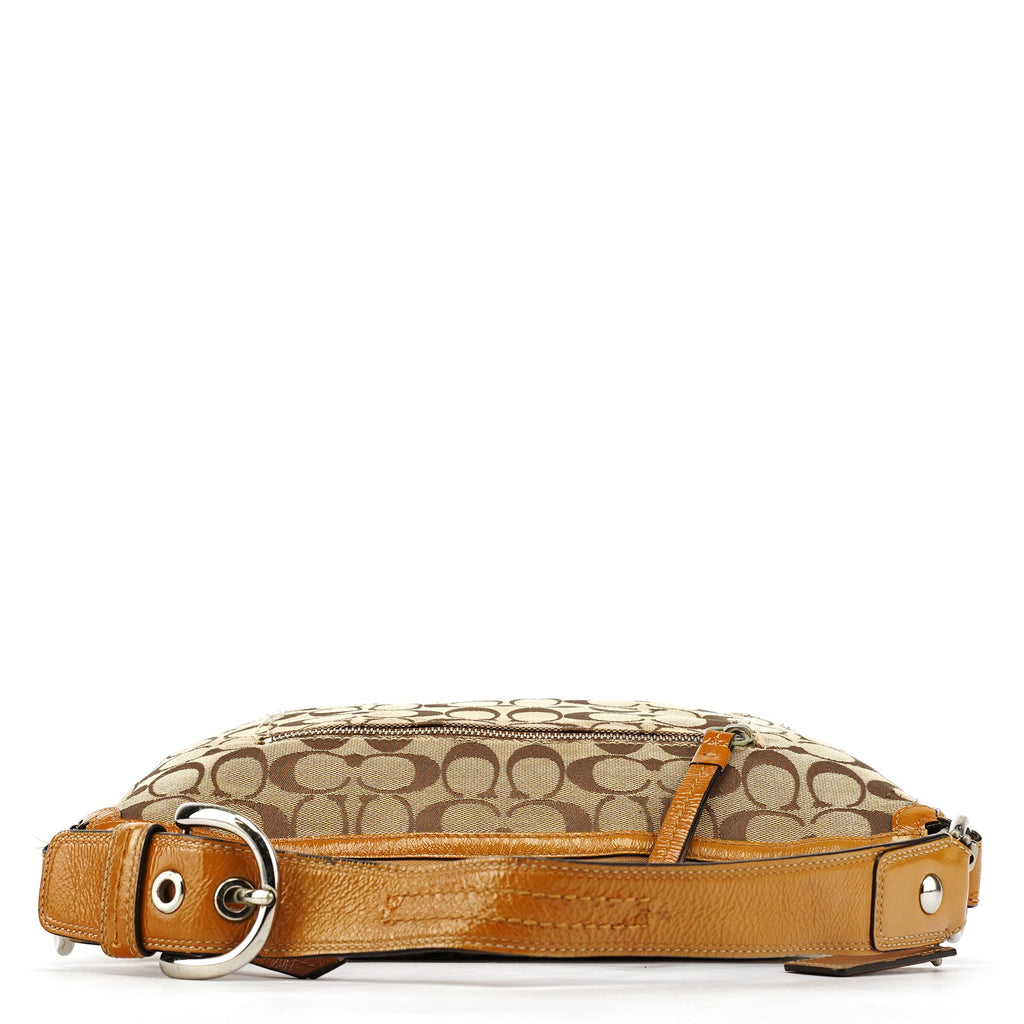 F13115 Beige Signature Hobo Shoulder Bag