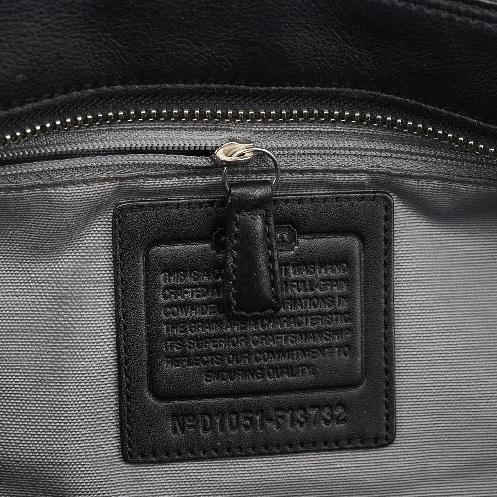 F13732 Black Leather Ruched Soho Tote Bag