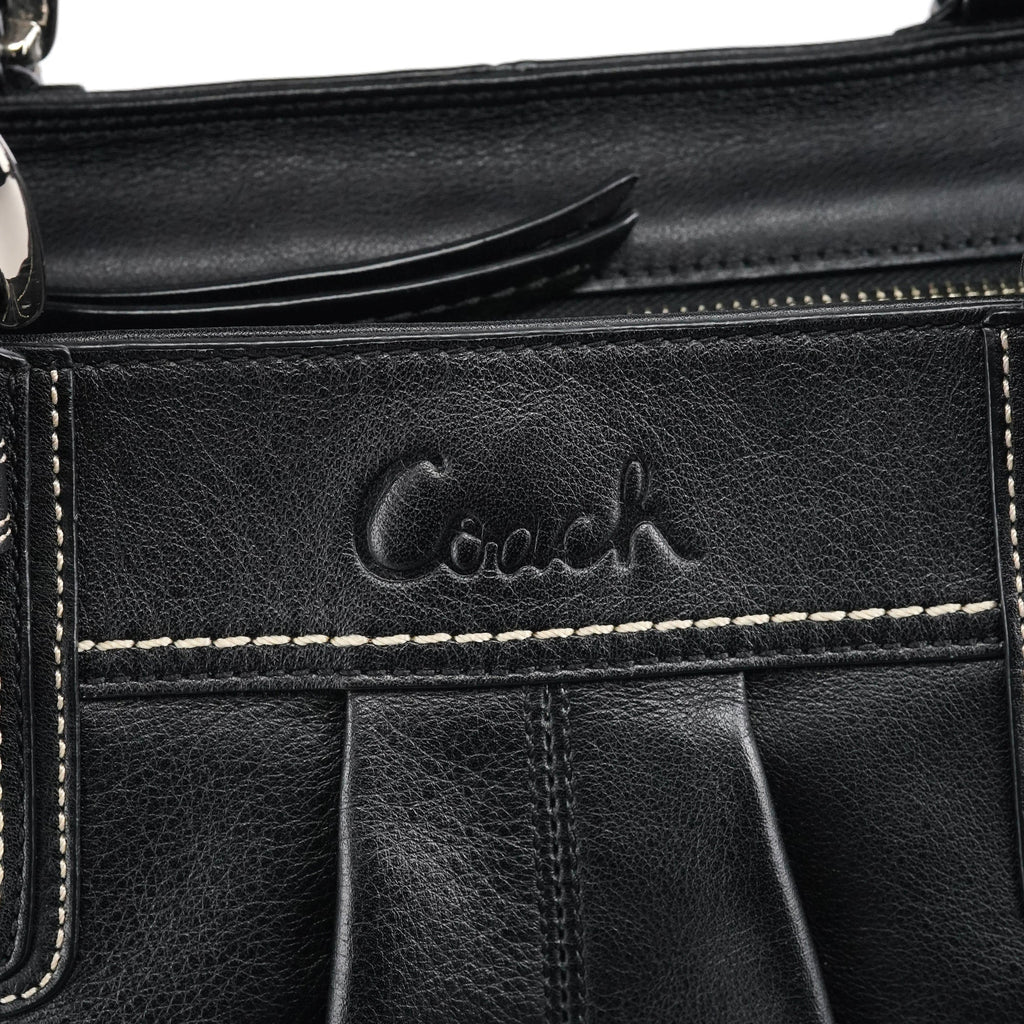 F13732 Black Leather Ruched Soho Tote Bag