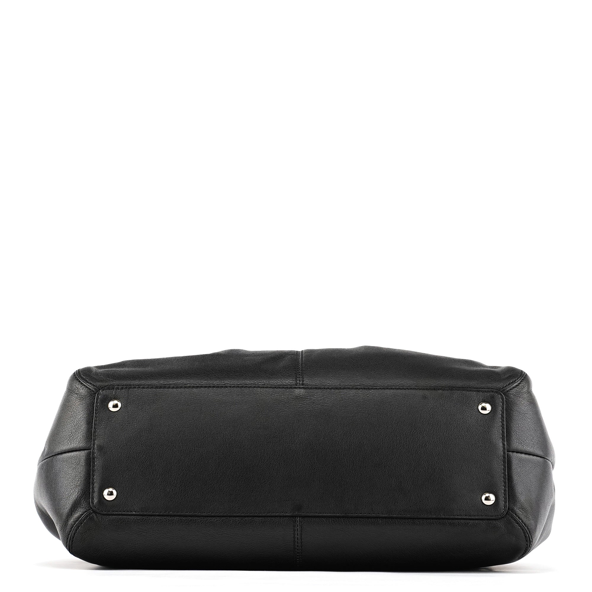 F13732 Black Leather Ruched Soho Tote Bag