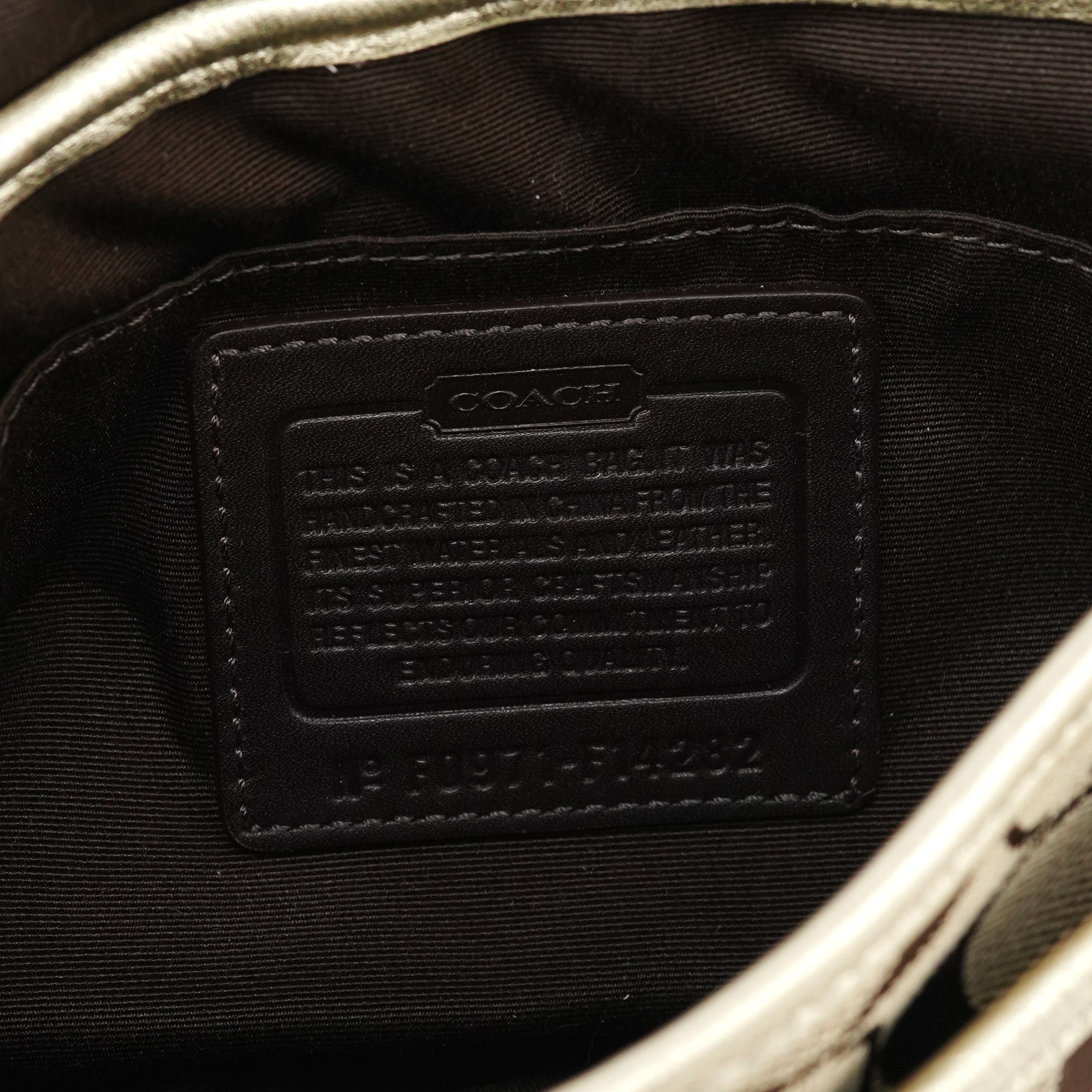 F14282 Beige Gold Signature Turnlock Bag