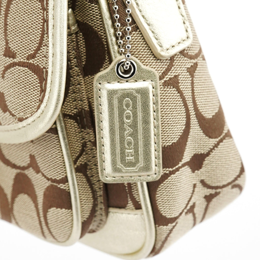 F14282 Beige Gold Signature Turnlock Bag
