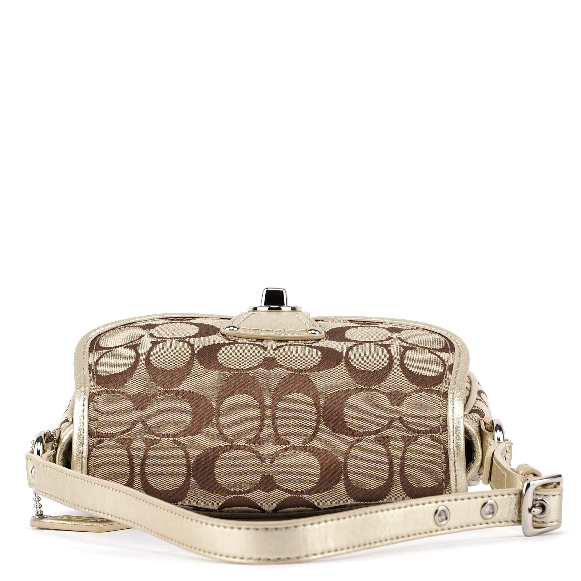 F14282 Beige Signature C Turnlock Shoulder Bag