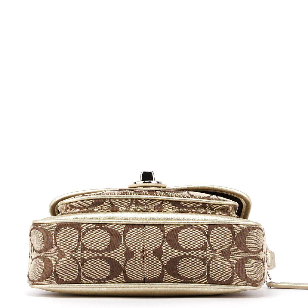 F14282 Beige Signature C Turnlock Shoulder Bag