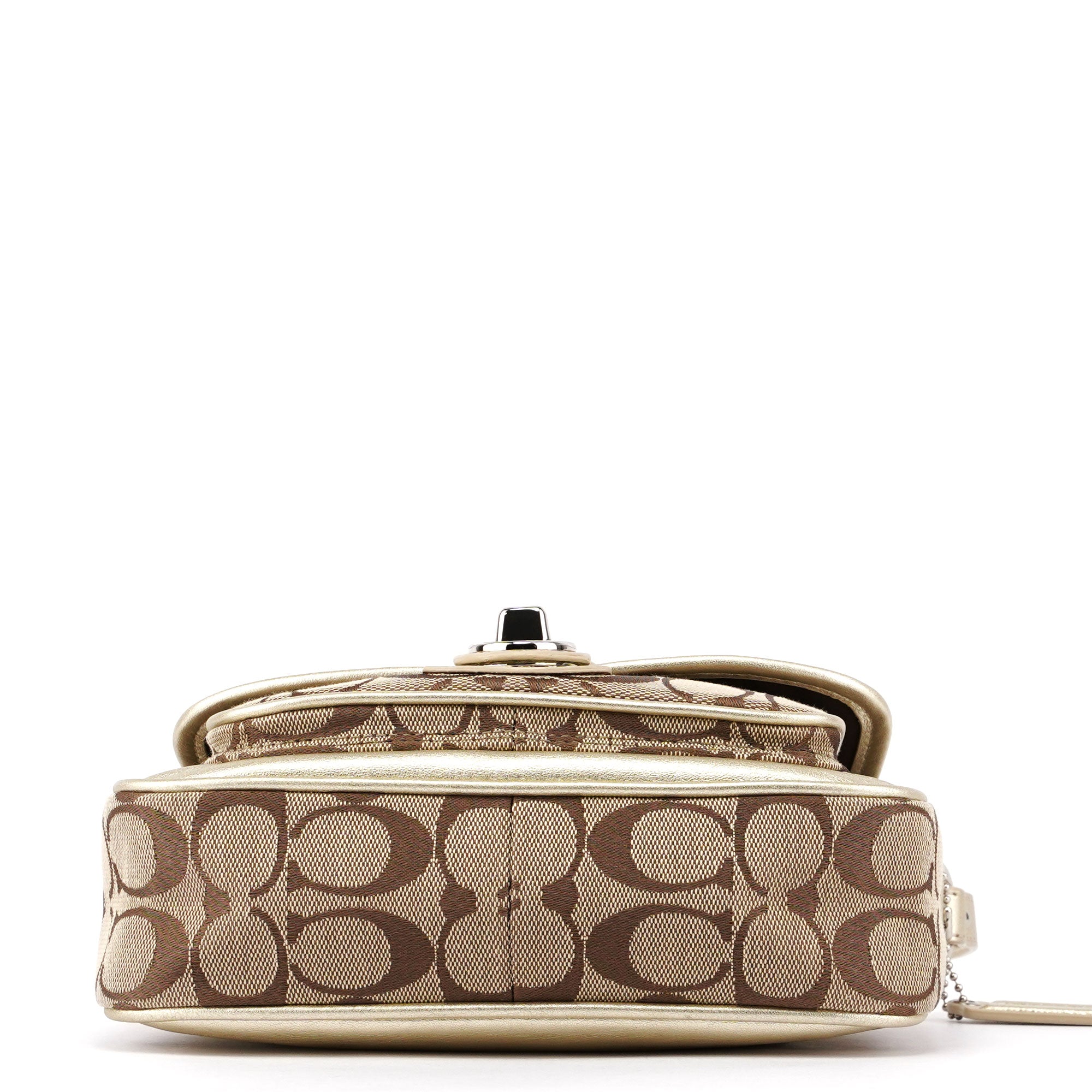 F14282 Beige Signature C Turnlock Shoulder Bag