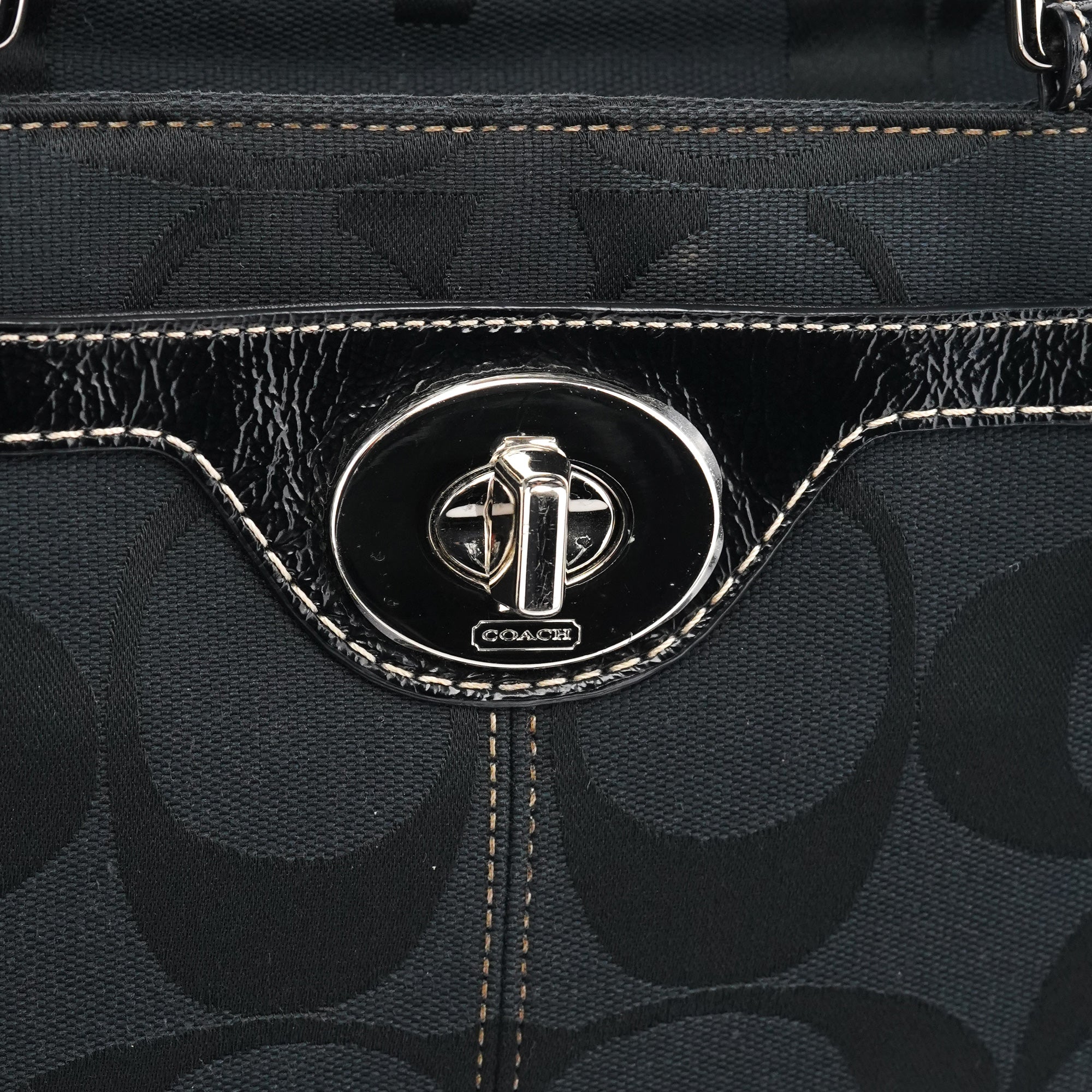 F14415 Black Signature Turnlock Tote Bag