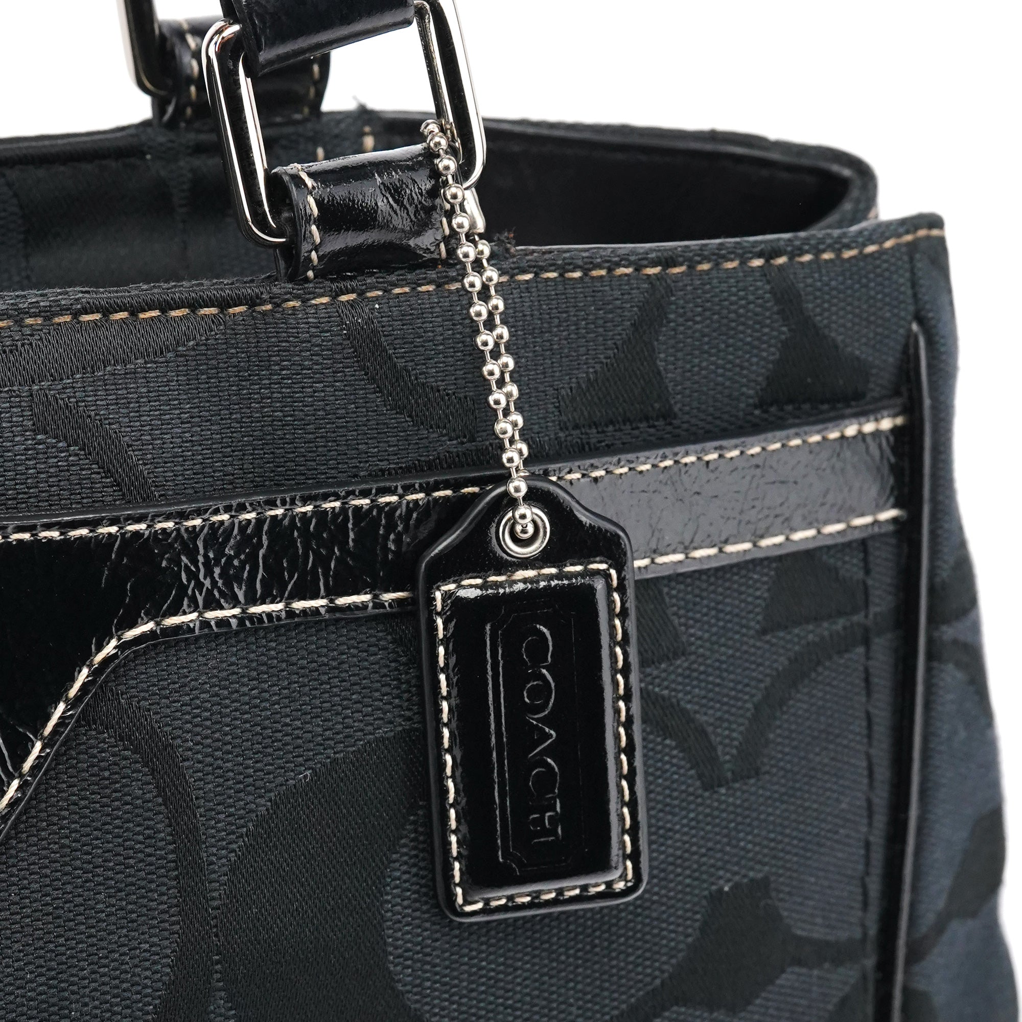 F14415 Black Signature Turnlock Tote Bag
