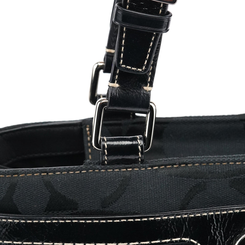 F14415 Black Signature Turnlock Tote Bag
