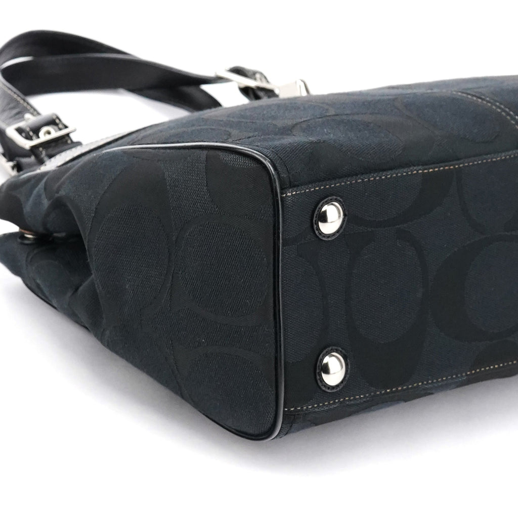 F14415 Black Signature Turnlock Tote Bag