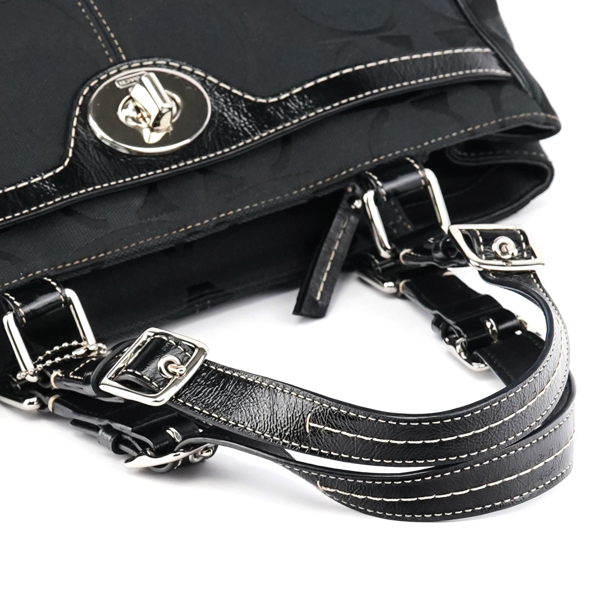 F14415 Black Signature Turnlock Tote Bag