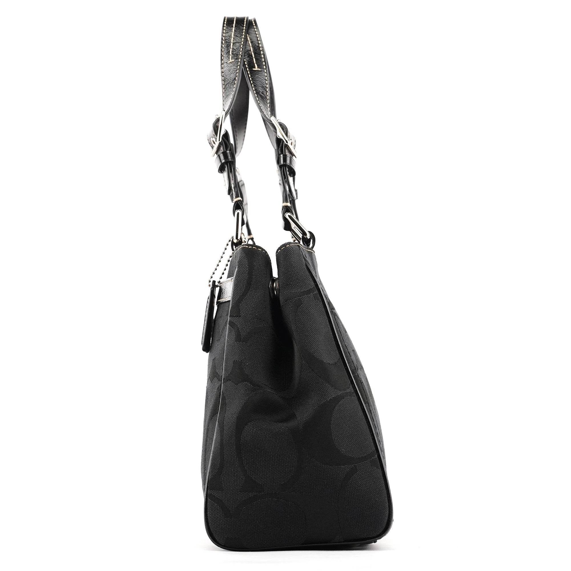 F14415 Black Signature Turnlock Tote Bag