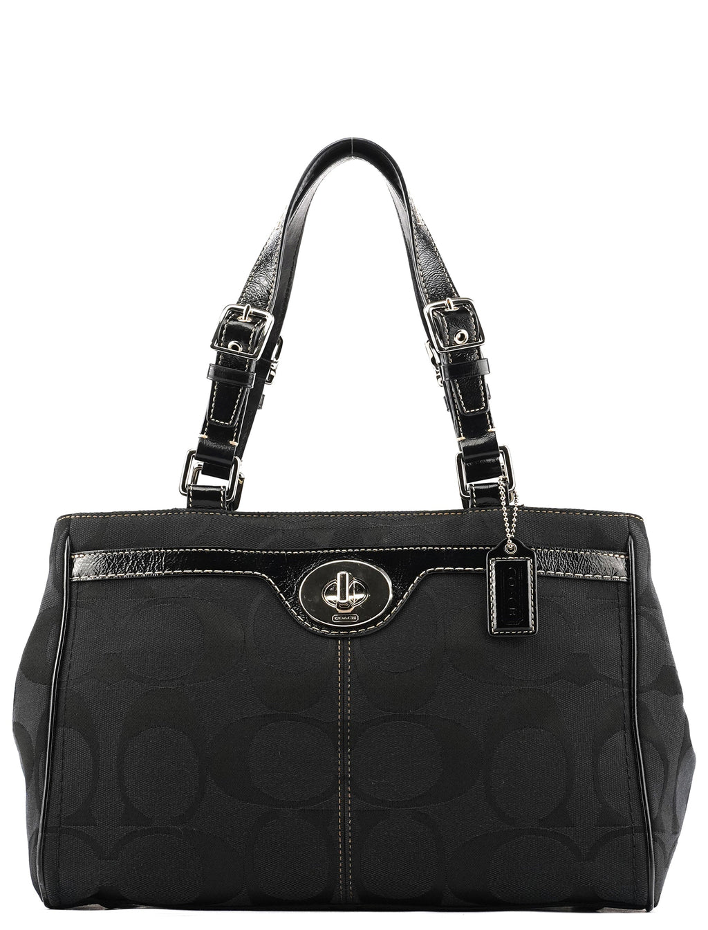 F14415 Black Signature Turnlock Tote Bag