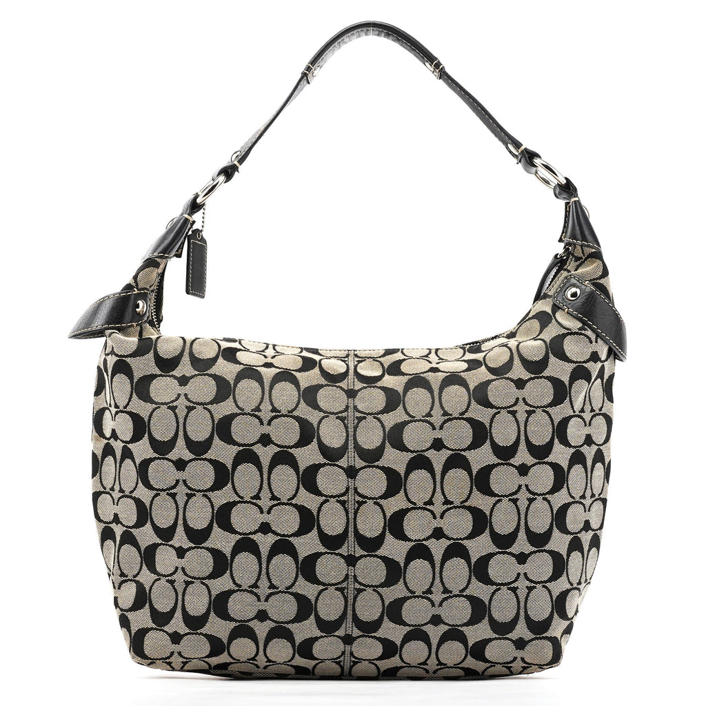 F14691 Grey Black Signature Penelope Hobo Bag