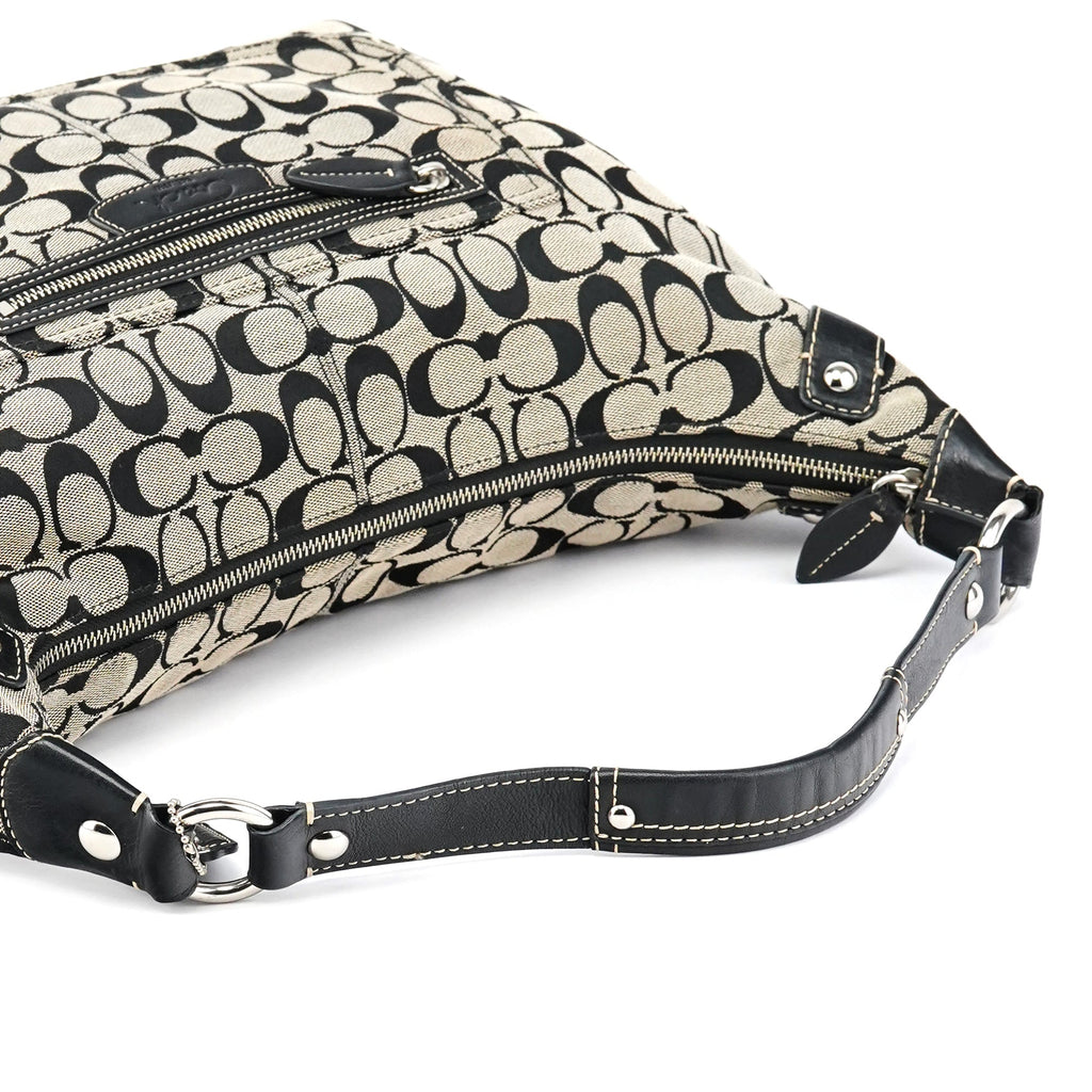 F14691 Grey Black Signature Penelope Hobo Bag