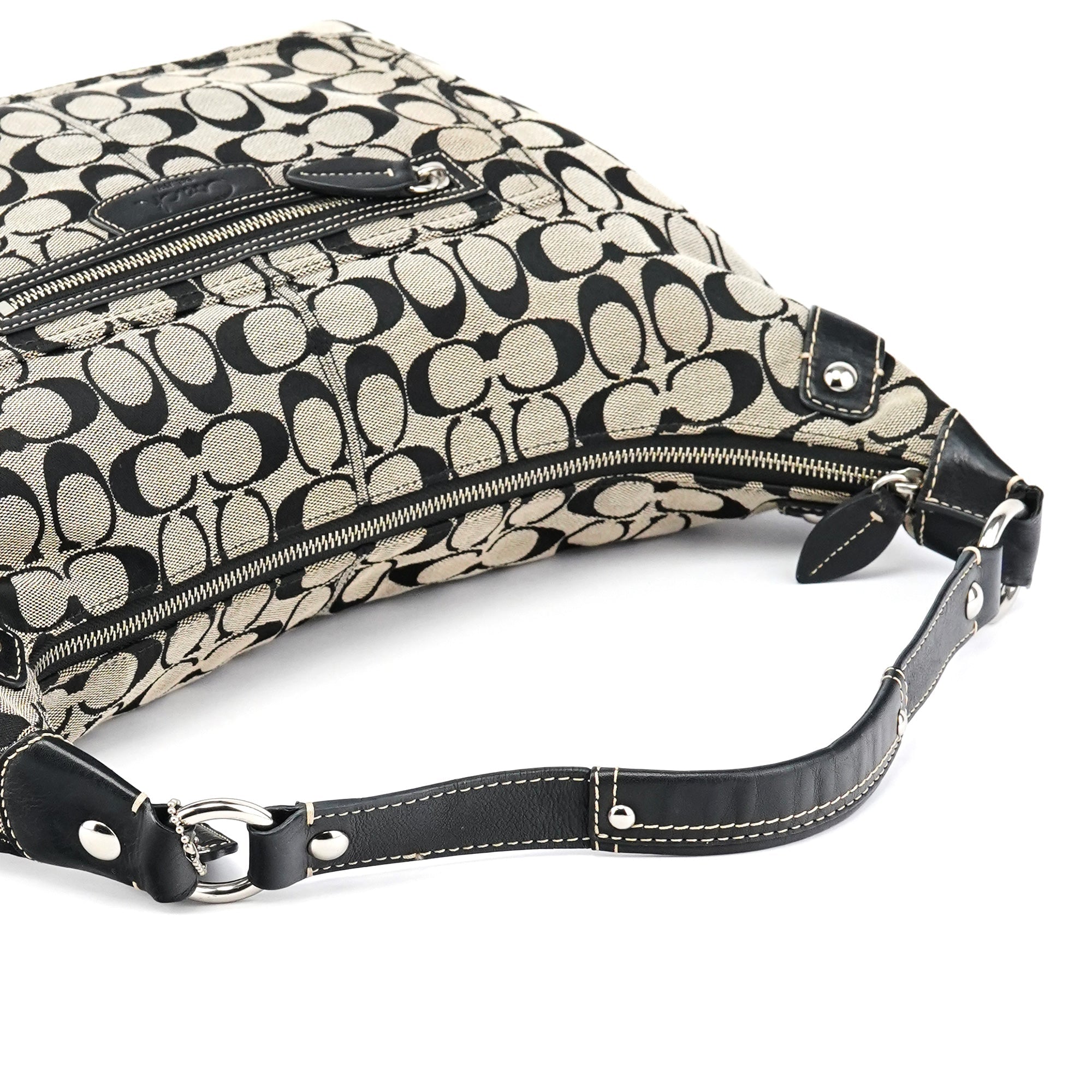 F14691 Grey Black Signature Penelope Hobo Bag
