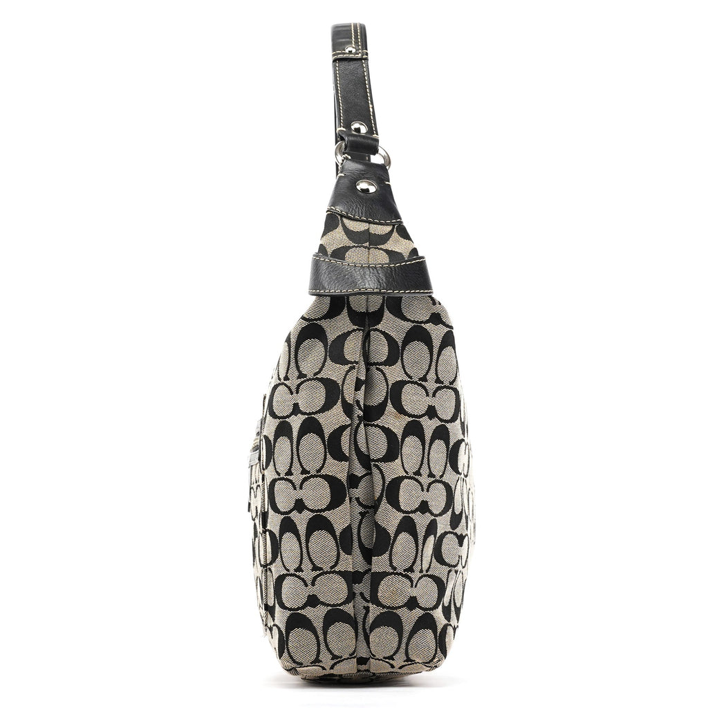 F14691 Grey Black Signature Penelope Hobo Bag