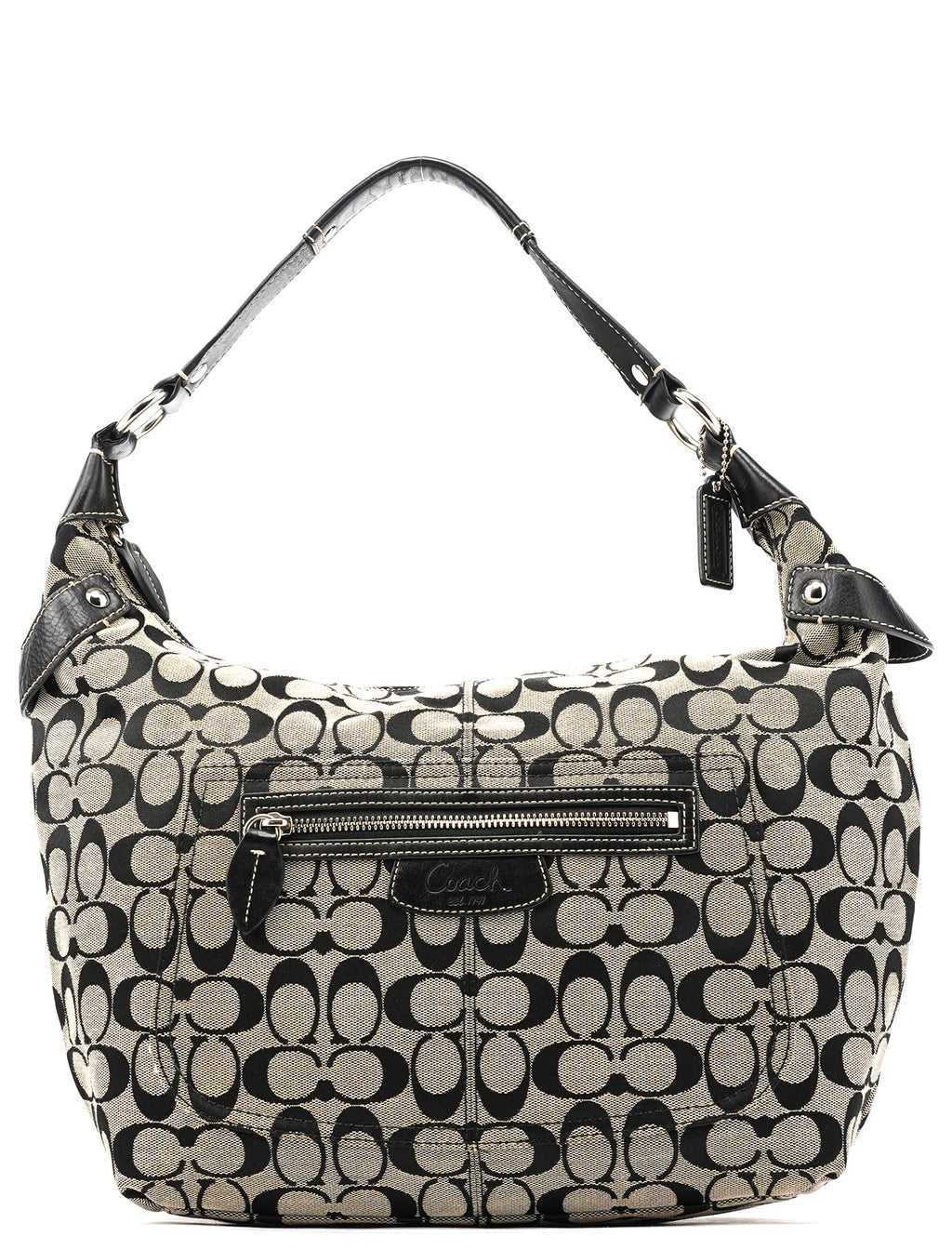 F14691 Grey Black Signature Penelope Hobo Bag