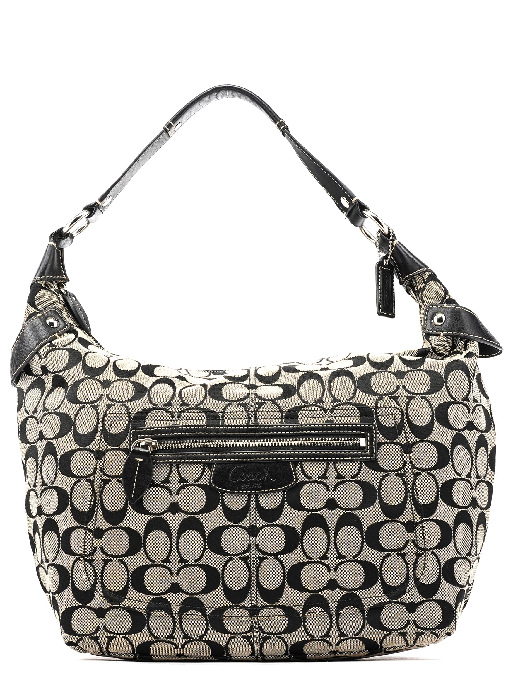 F14691 Grey Black Signature Penelope Hobo Bag