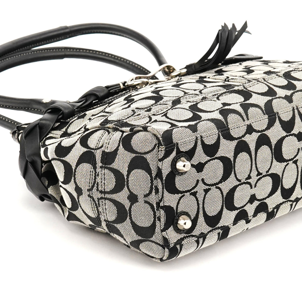 F15665 Grey Black Signature Hamptons Tote Bag