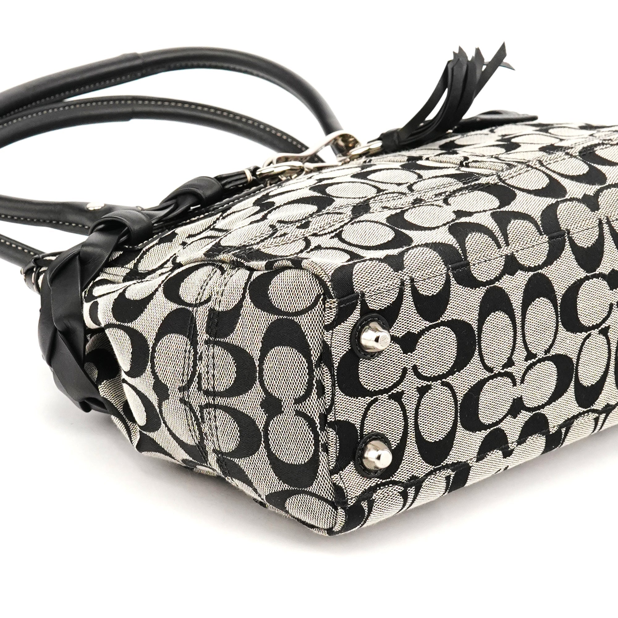 F15665 Grey Black Signature Hamptons Tote Bag