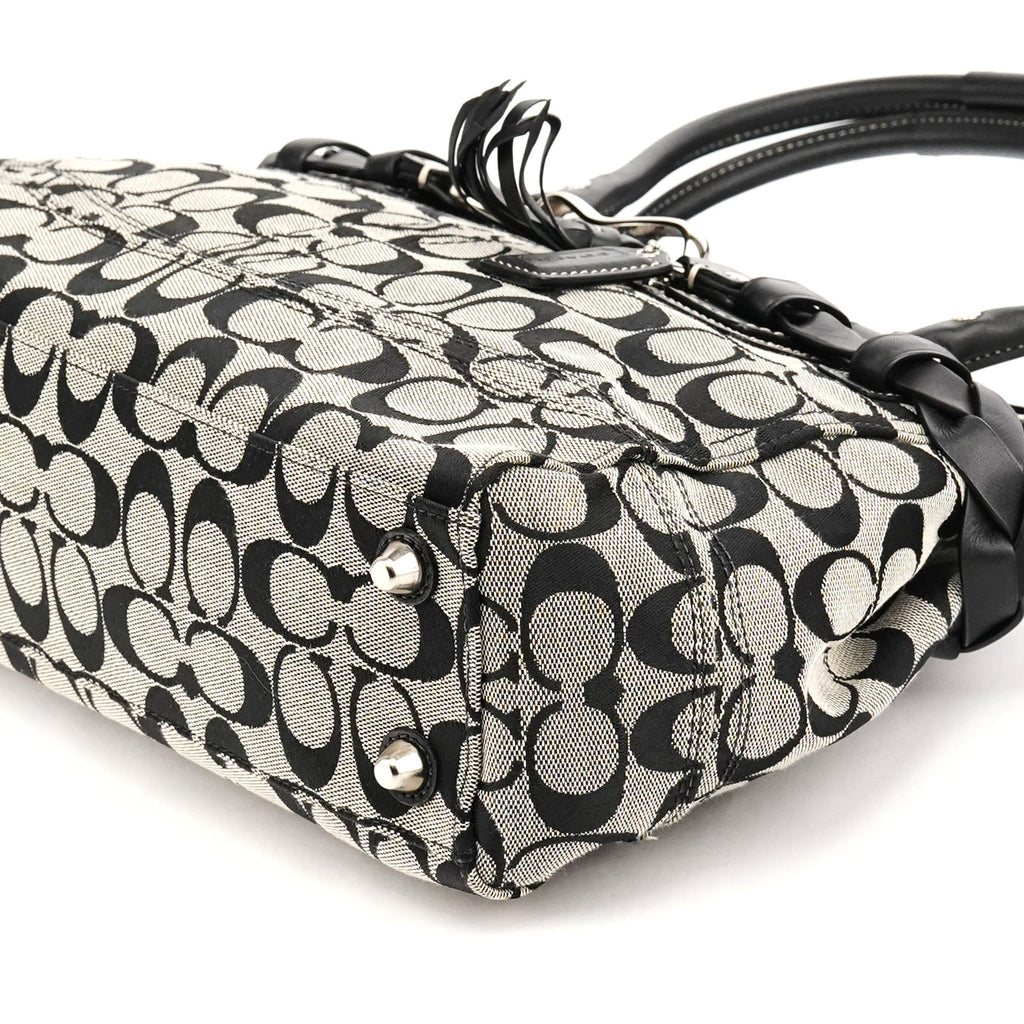F15665 Grey Black Signature Hamptons Tote Bag