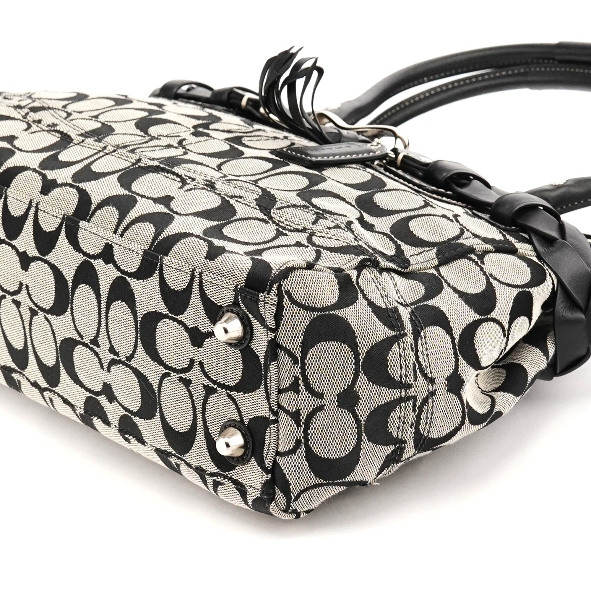 F15665 Grey Black Signature Hamptons Tote Bag