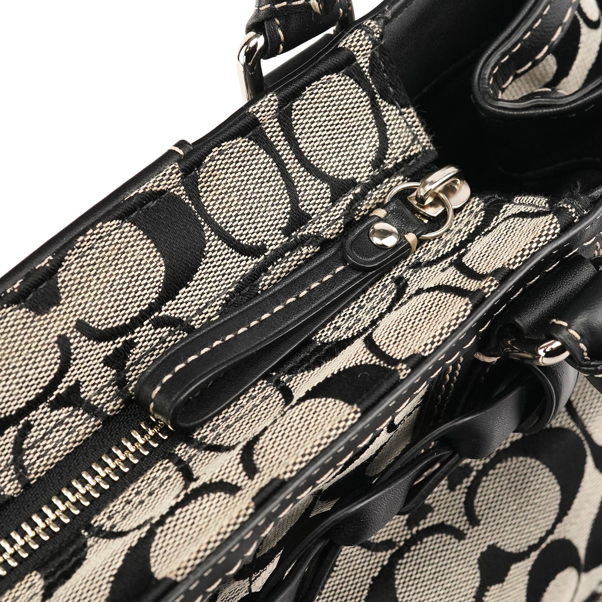 F15665 Grey Black Signature Hamptons Tote Bag