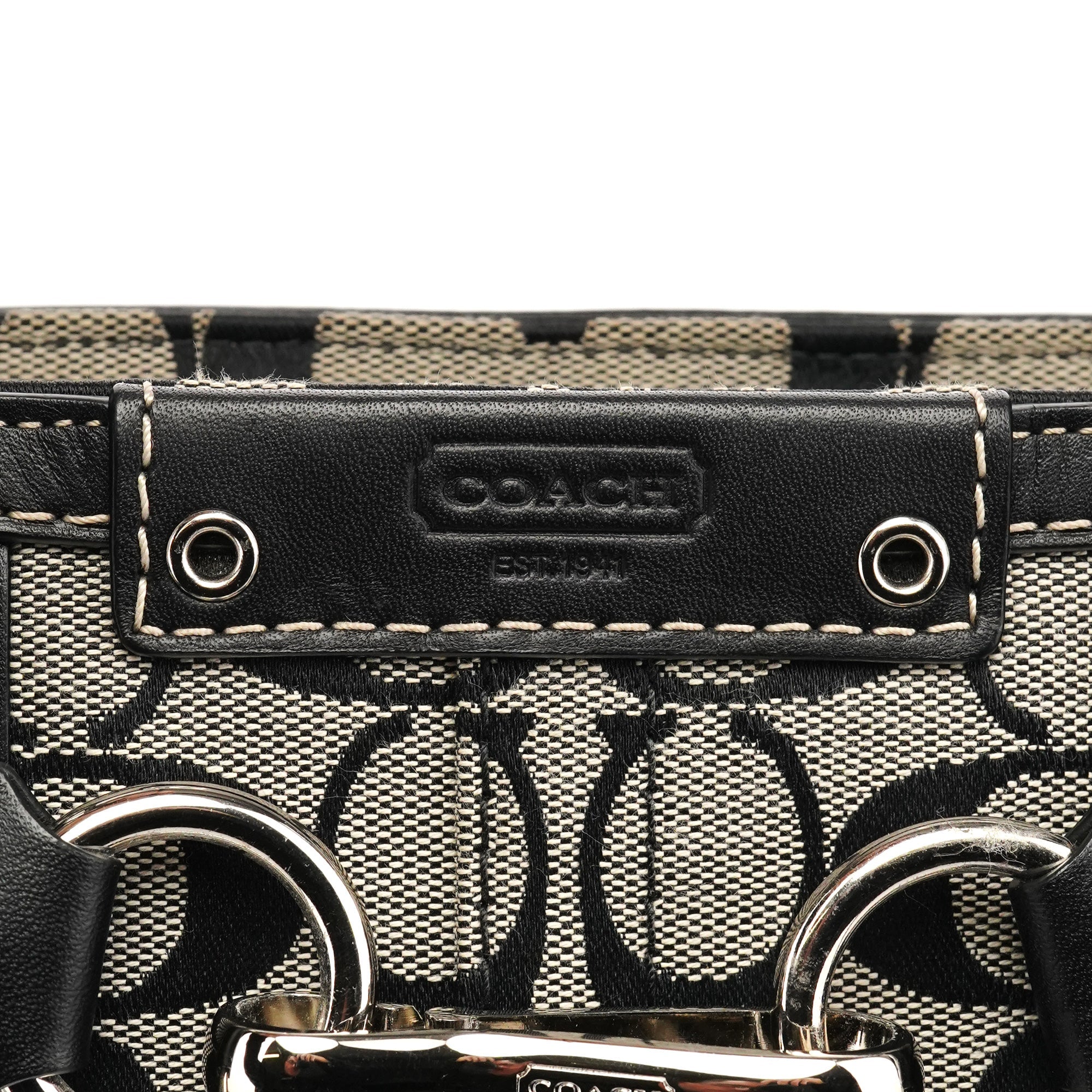 F15665 Grey Black Signature Hamptons Tote Bag