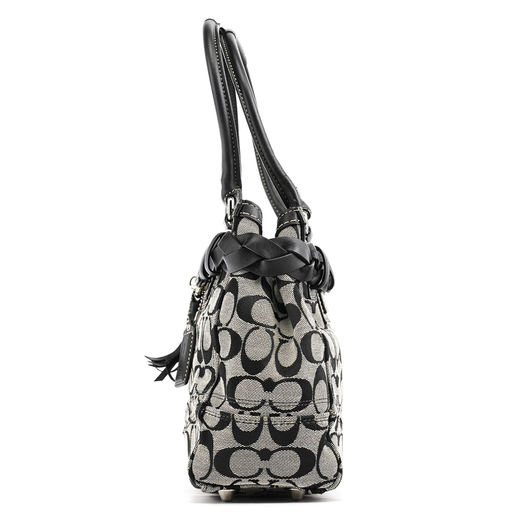F15665 Grey Black Signature Hamptons Tote Bag