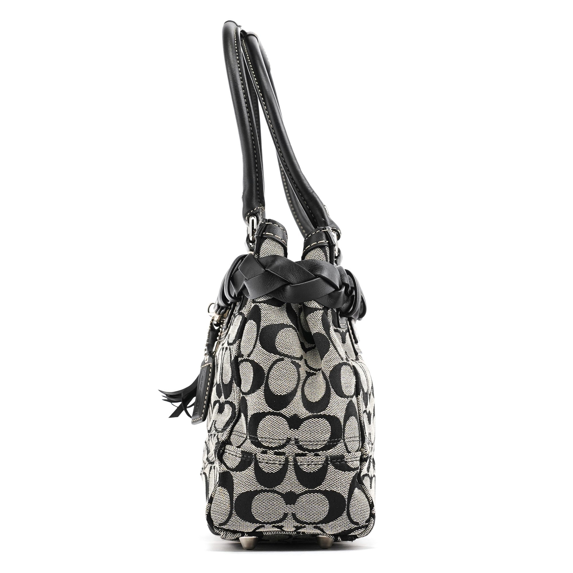 F15665 Grey Black Signature Hamptons Tote Bag