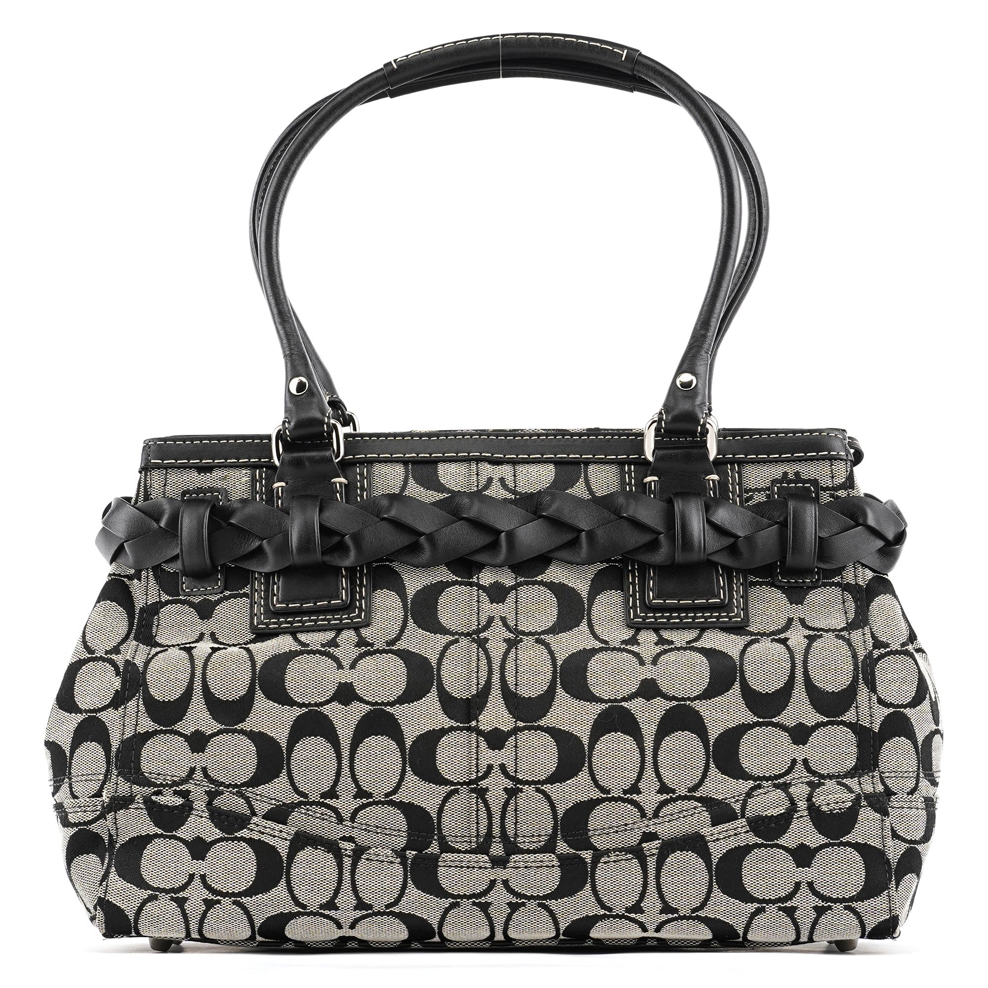 F15665 Grey Black Signature Hamptons Tote Bag