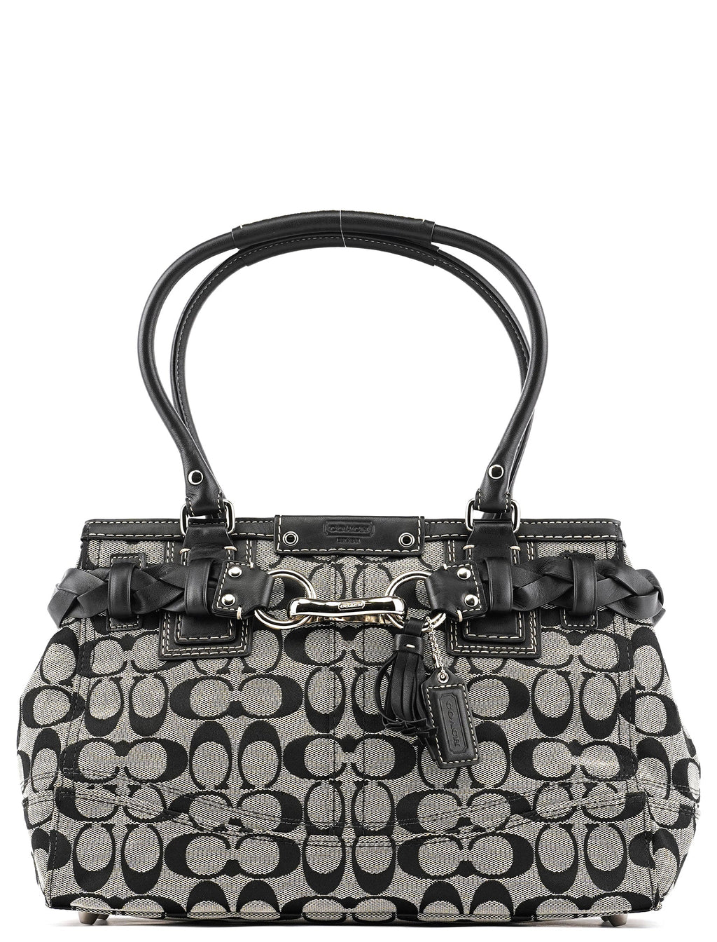 F15665 Grey Black Signature Hamptons Tote Bag