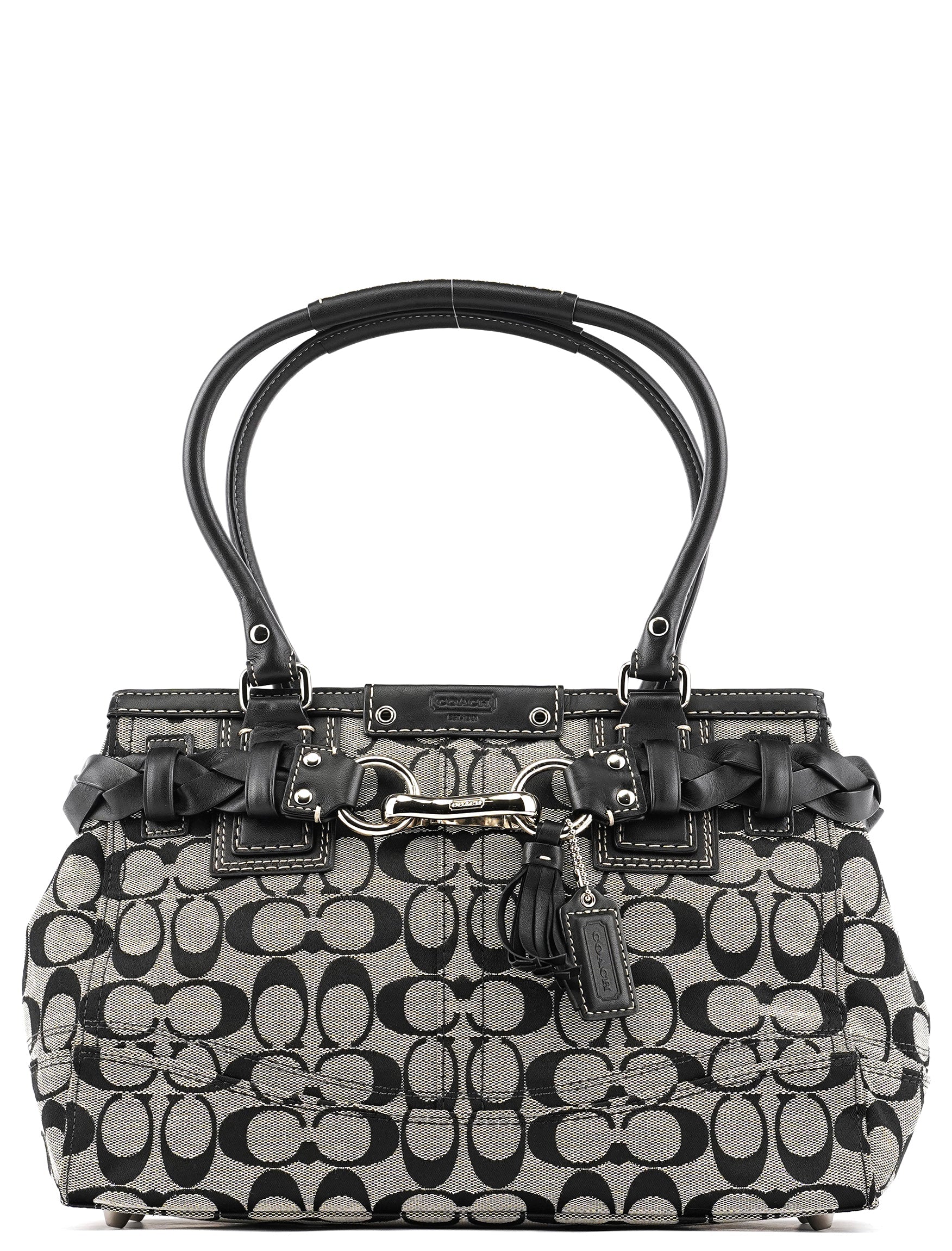 F15665 Grey Black Signature Hamptons Tote Bag