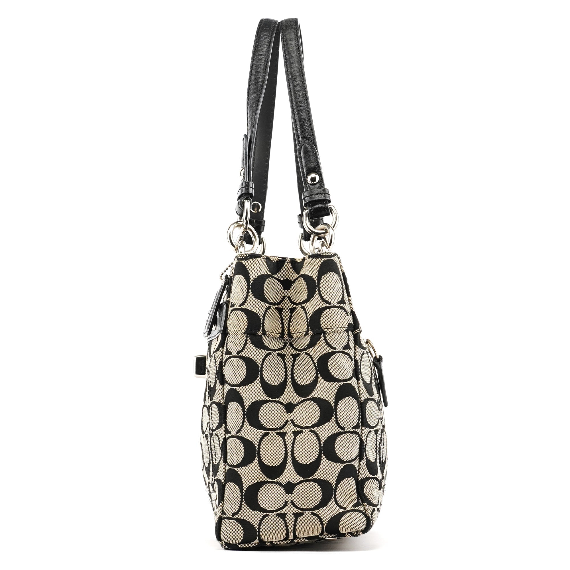 F16540 Grey Turnlock Tote Bag