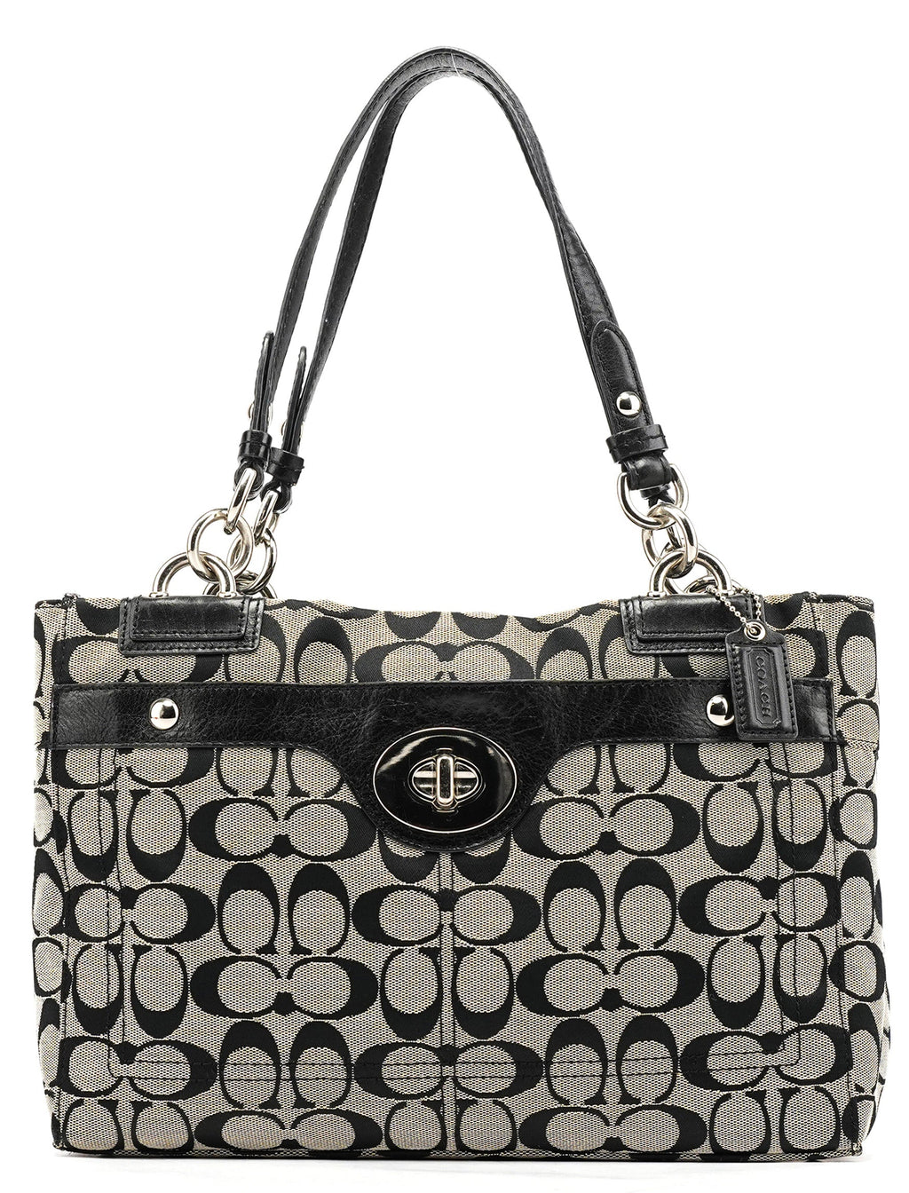 F16540 Grey Turnlock Tote Bag