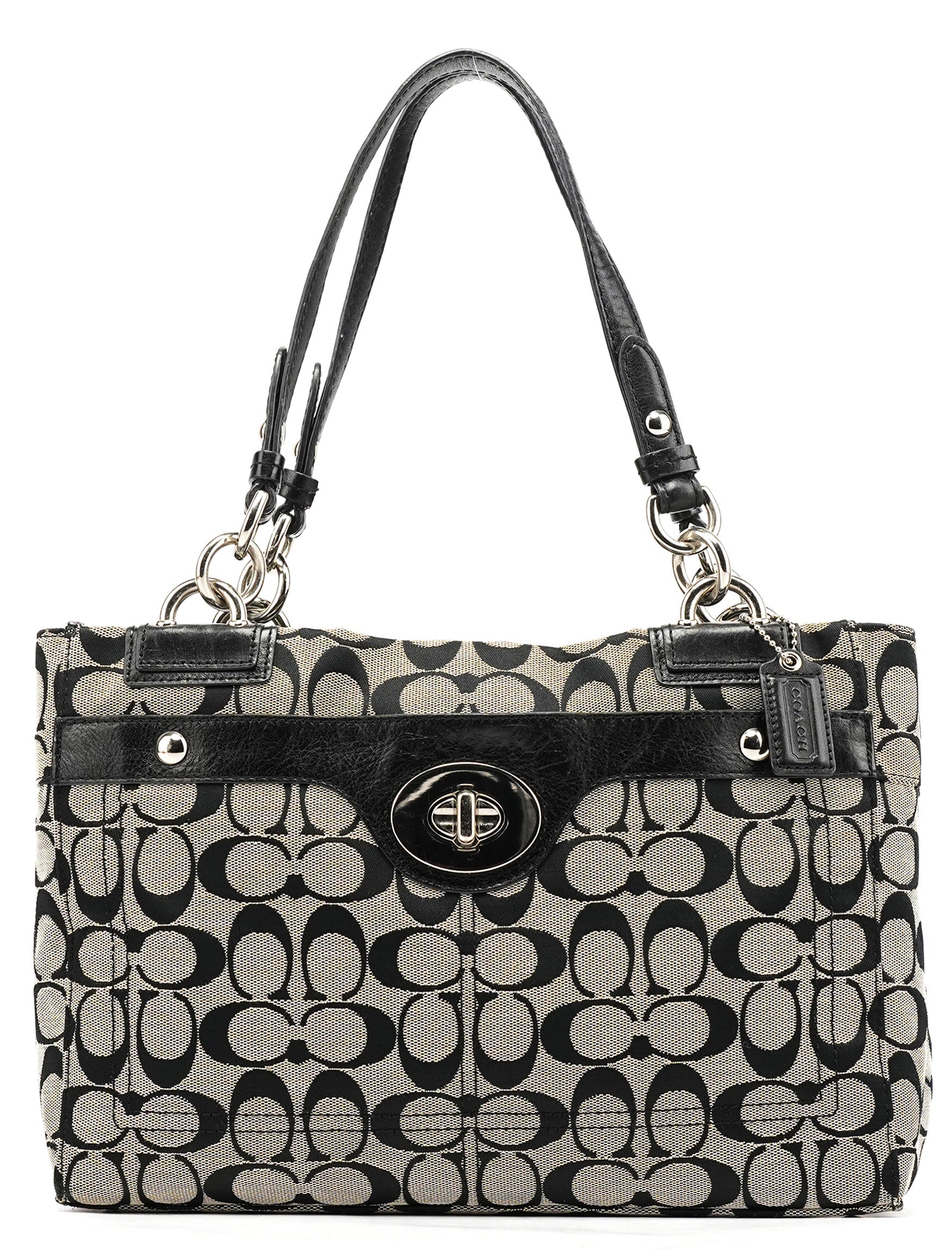 F16540 Grey Turnlock Tote Bag