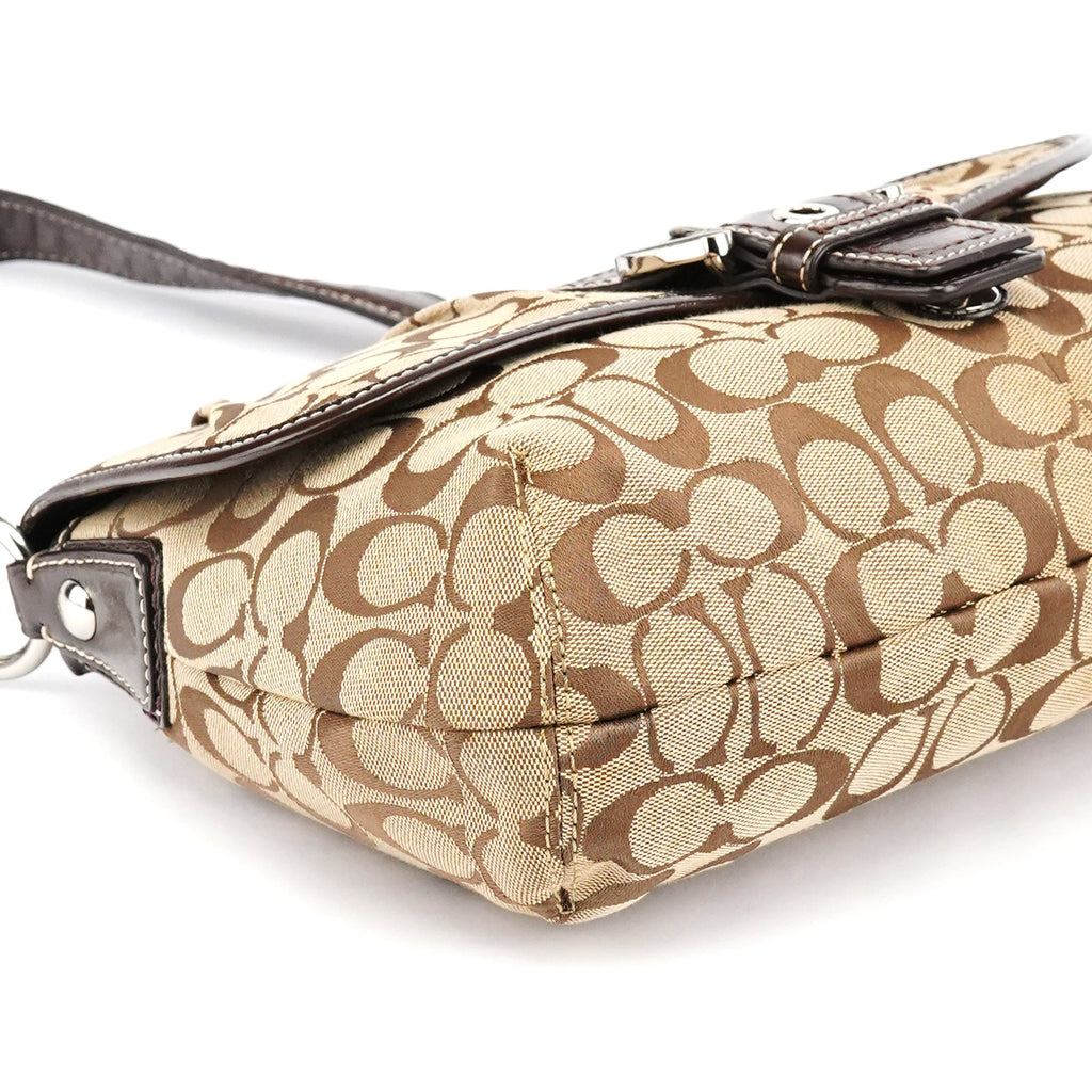 F17093 Brown Signature Shoulder Bag