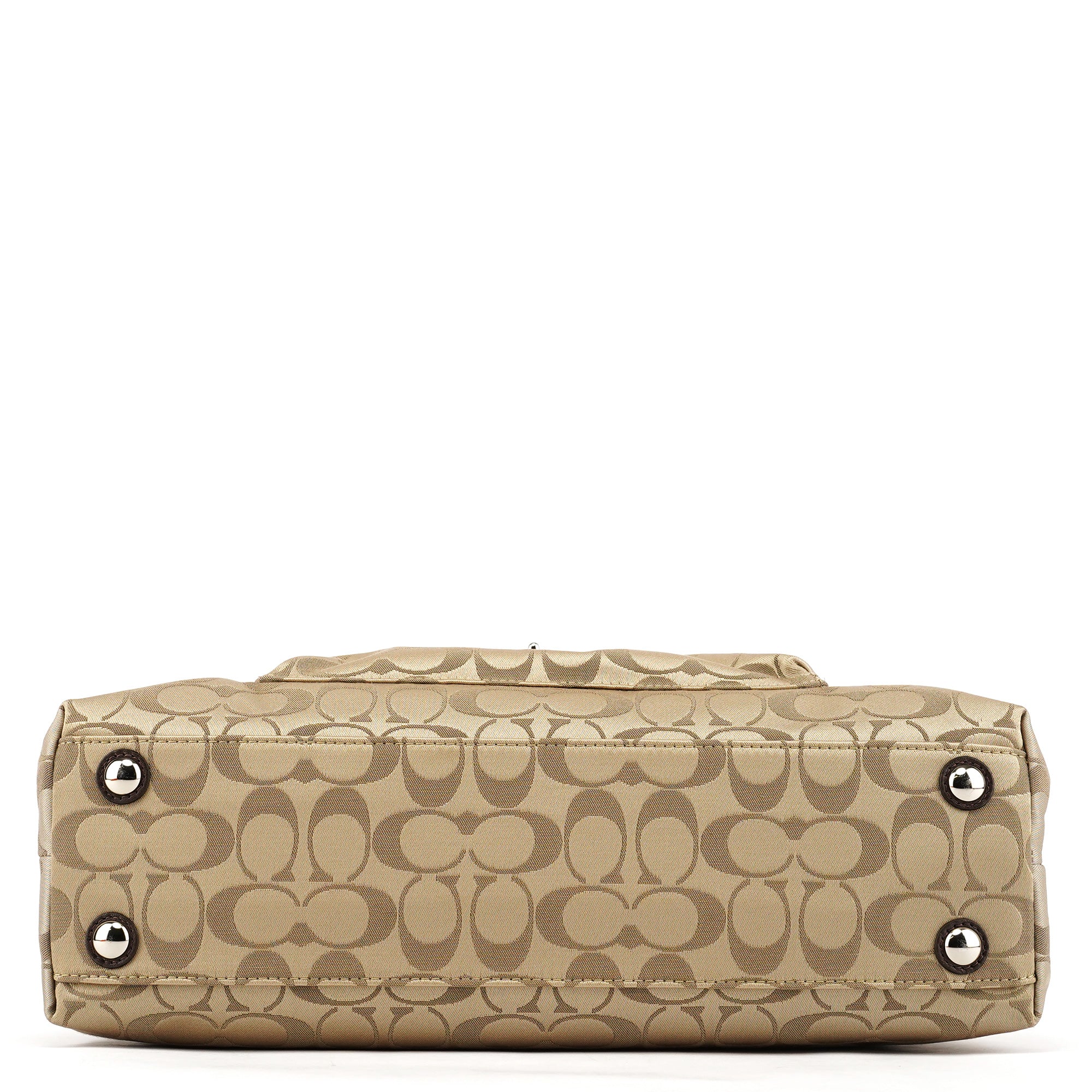 F19043 Beige Signature Turnlock Tote Bag