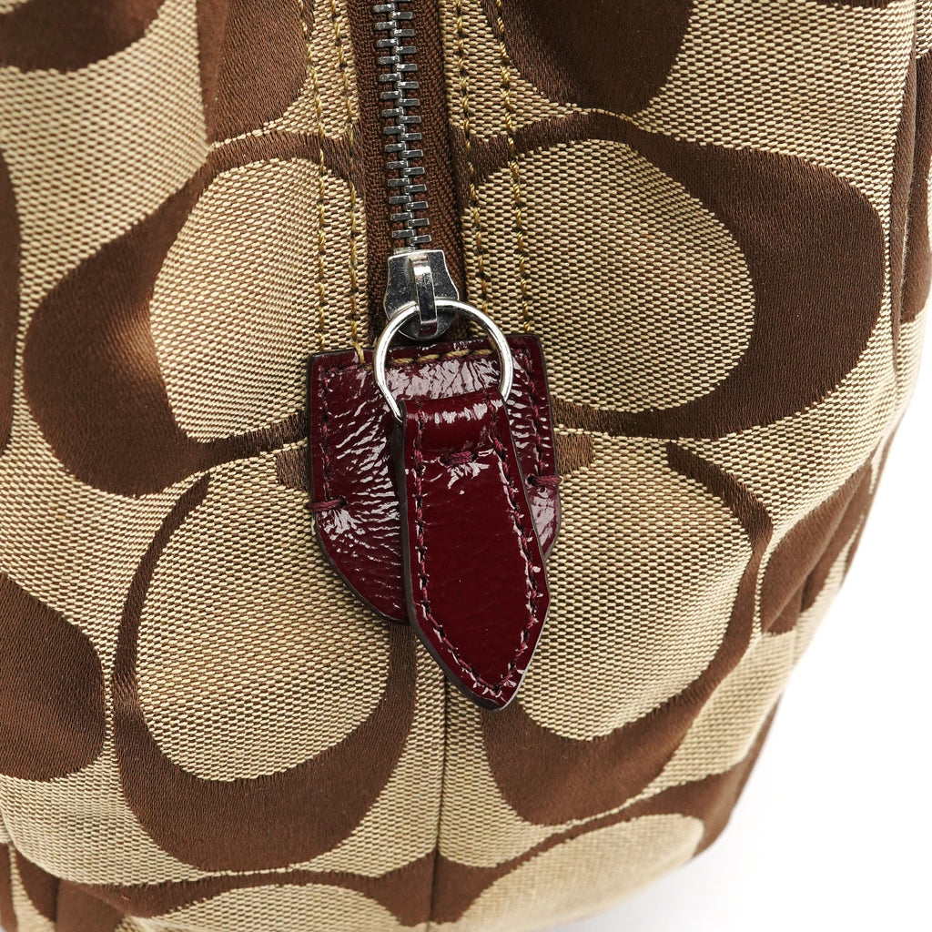 F19251 Beige Signature Canvas Hobo Shoulder Bag