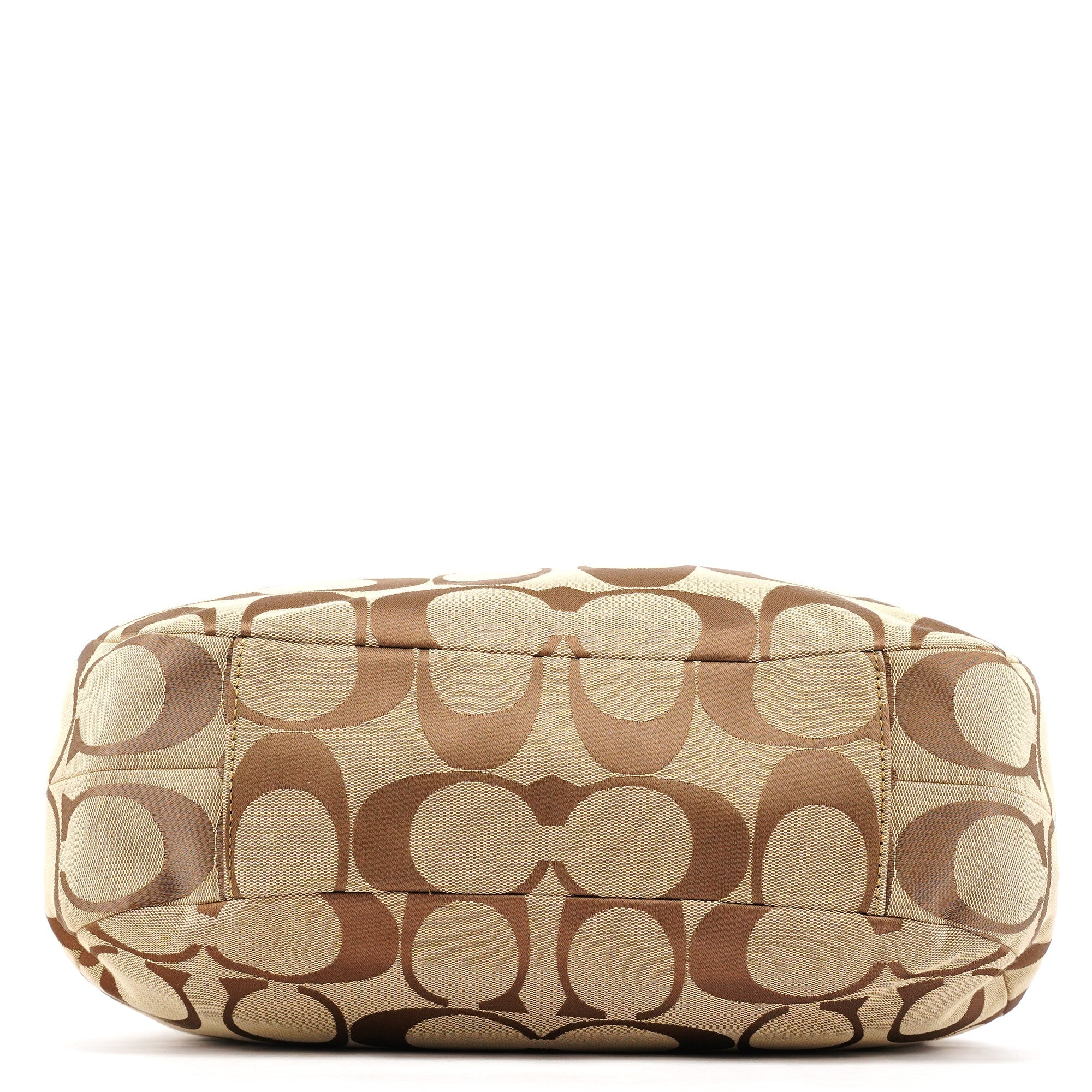 F19251 Beige Signature Canvas Hobo Shoulder Bag