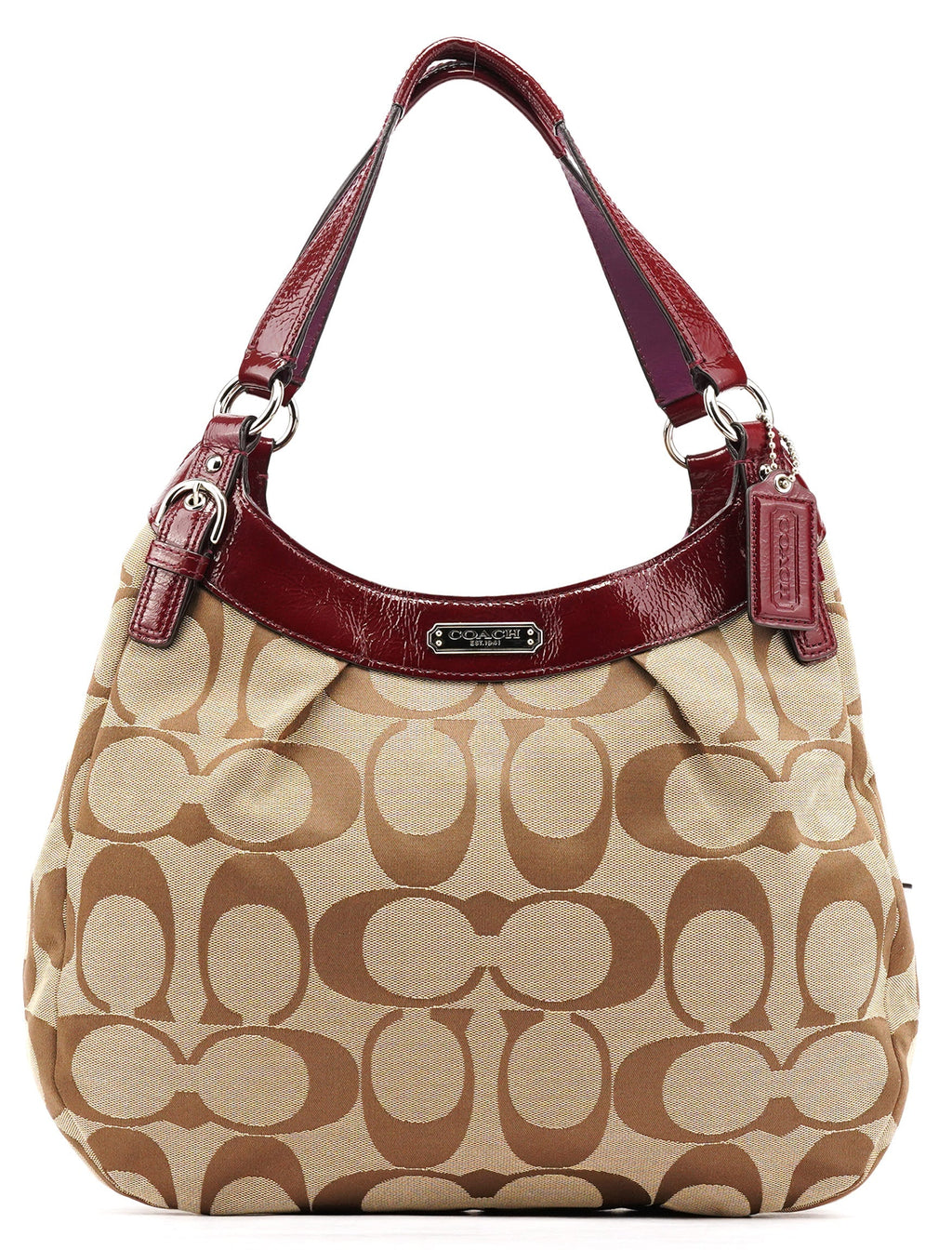 F19251 Beige Signature Canvas Hobo Shoulder Bag